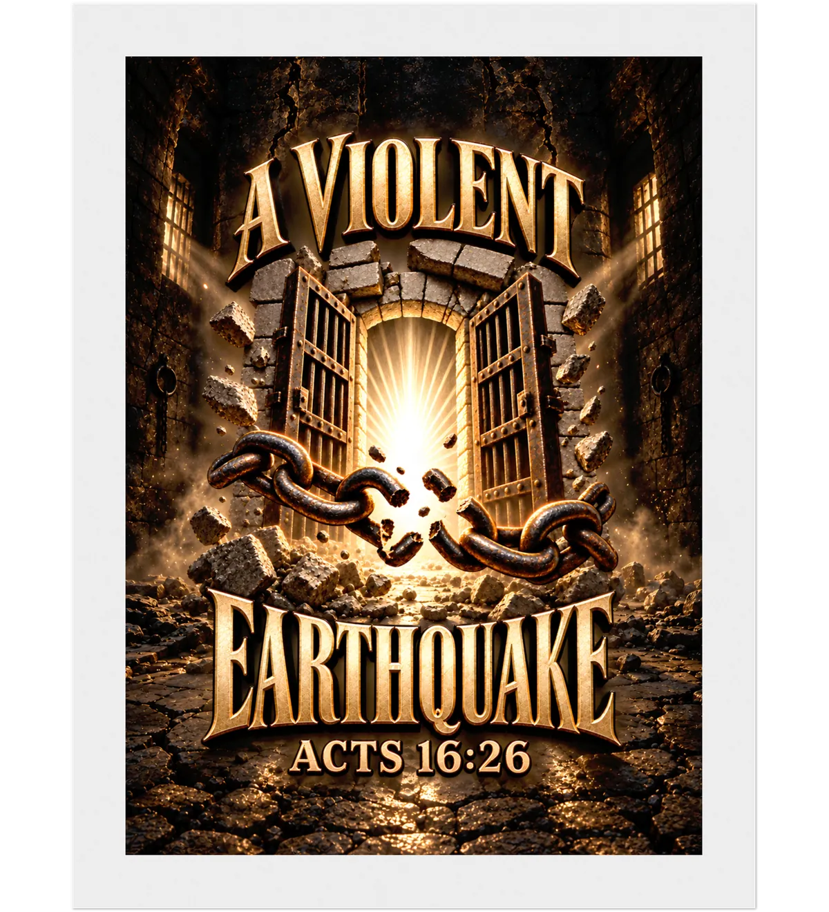 A violent earthquake – Framed poster – 13×18 cm – white