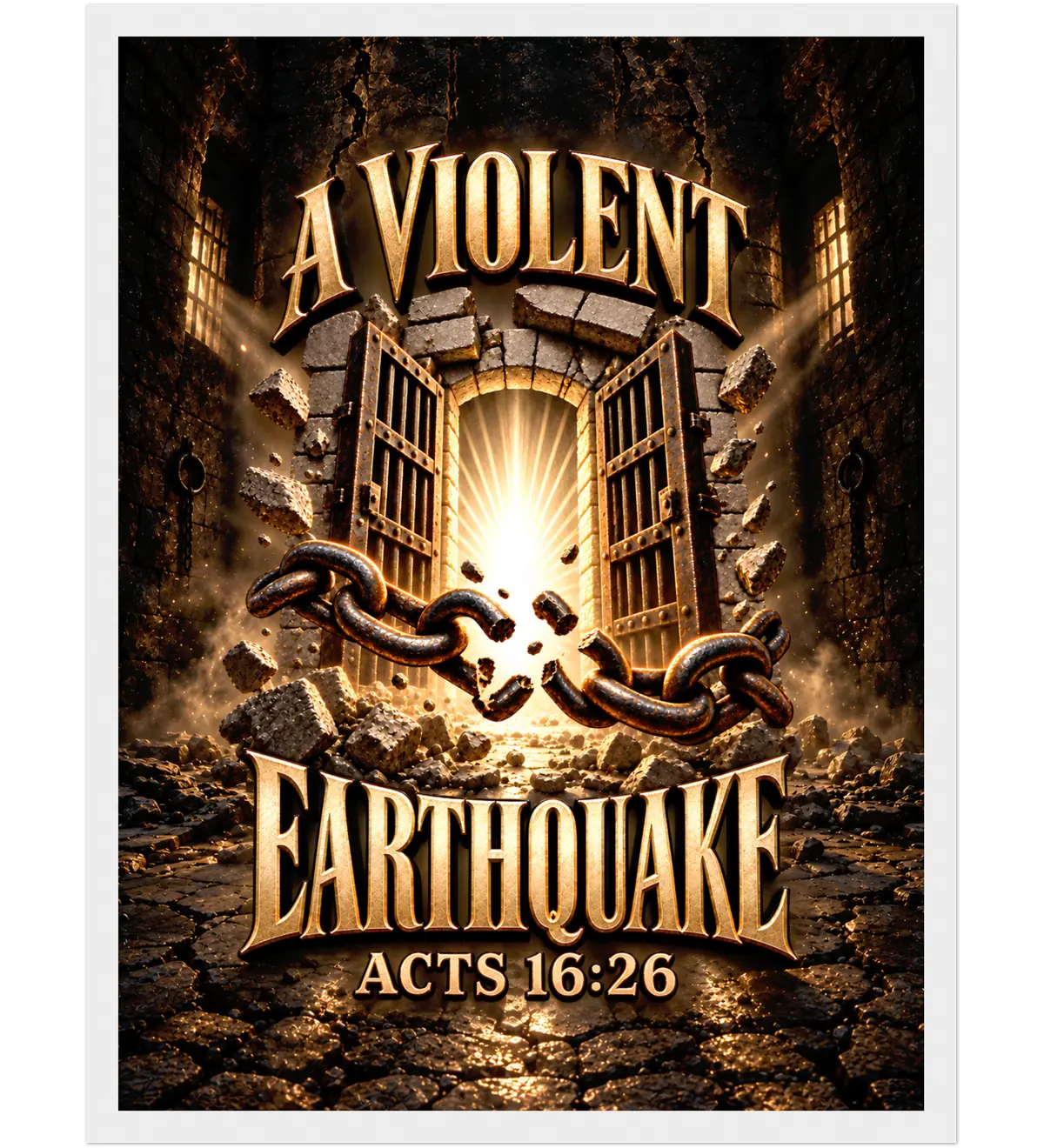A violent earthquake – Framed poster – 30×40 cm – white