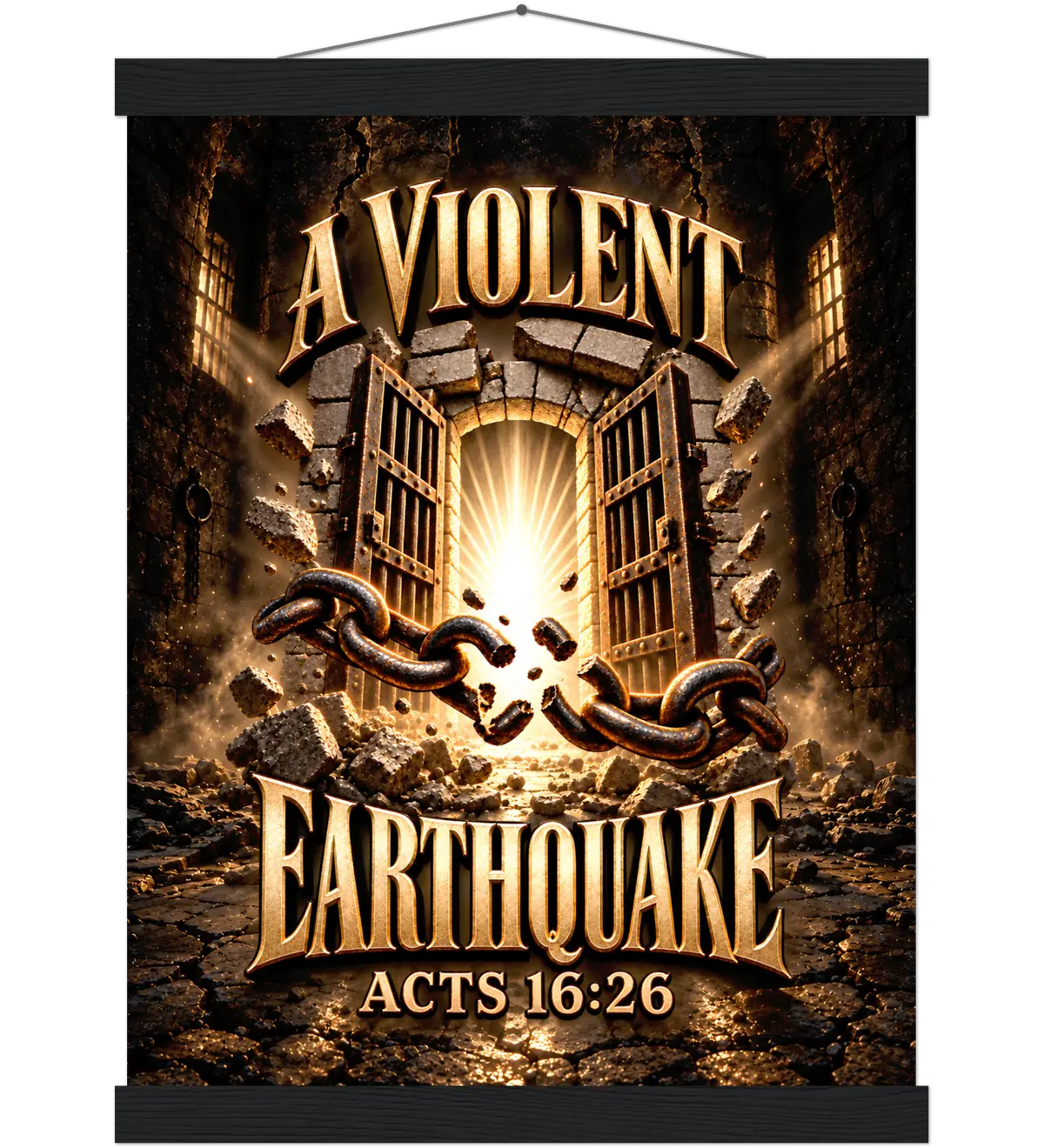A violent earthquake – Poster with hanger – 30×40 cm – black