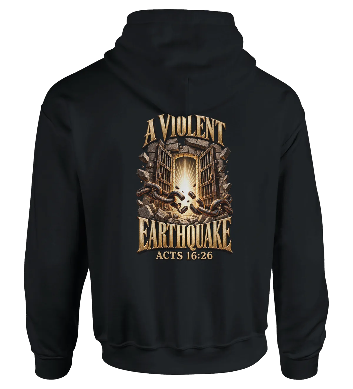 A violent earthquake | Hoodie — black back