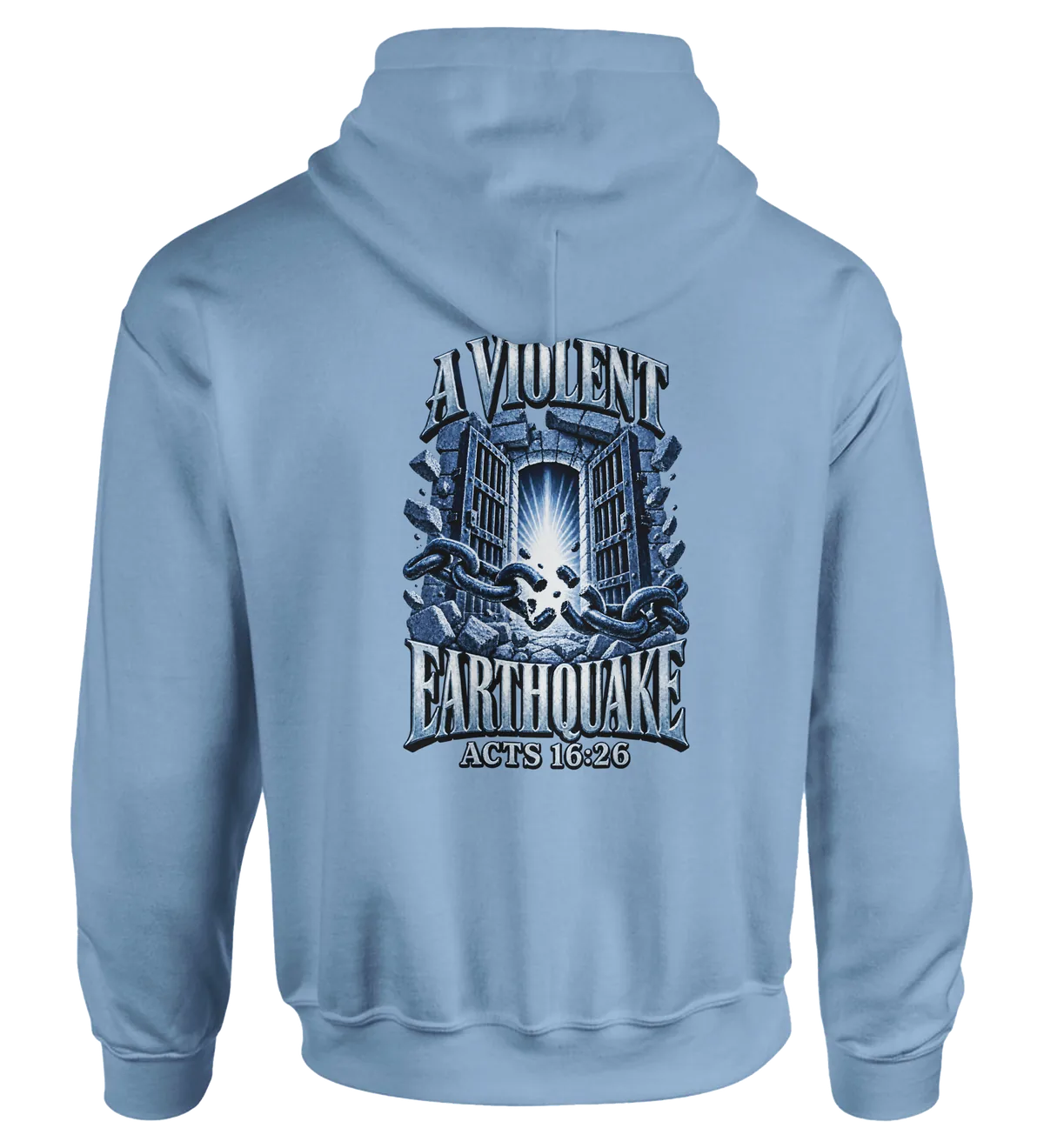 A violent earthquake | Hoodie — light blue back