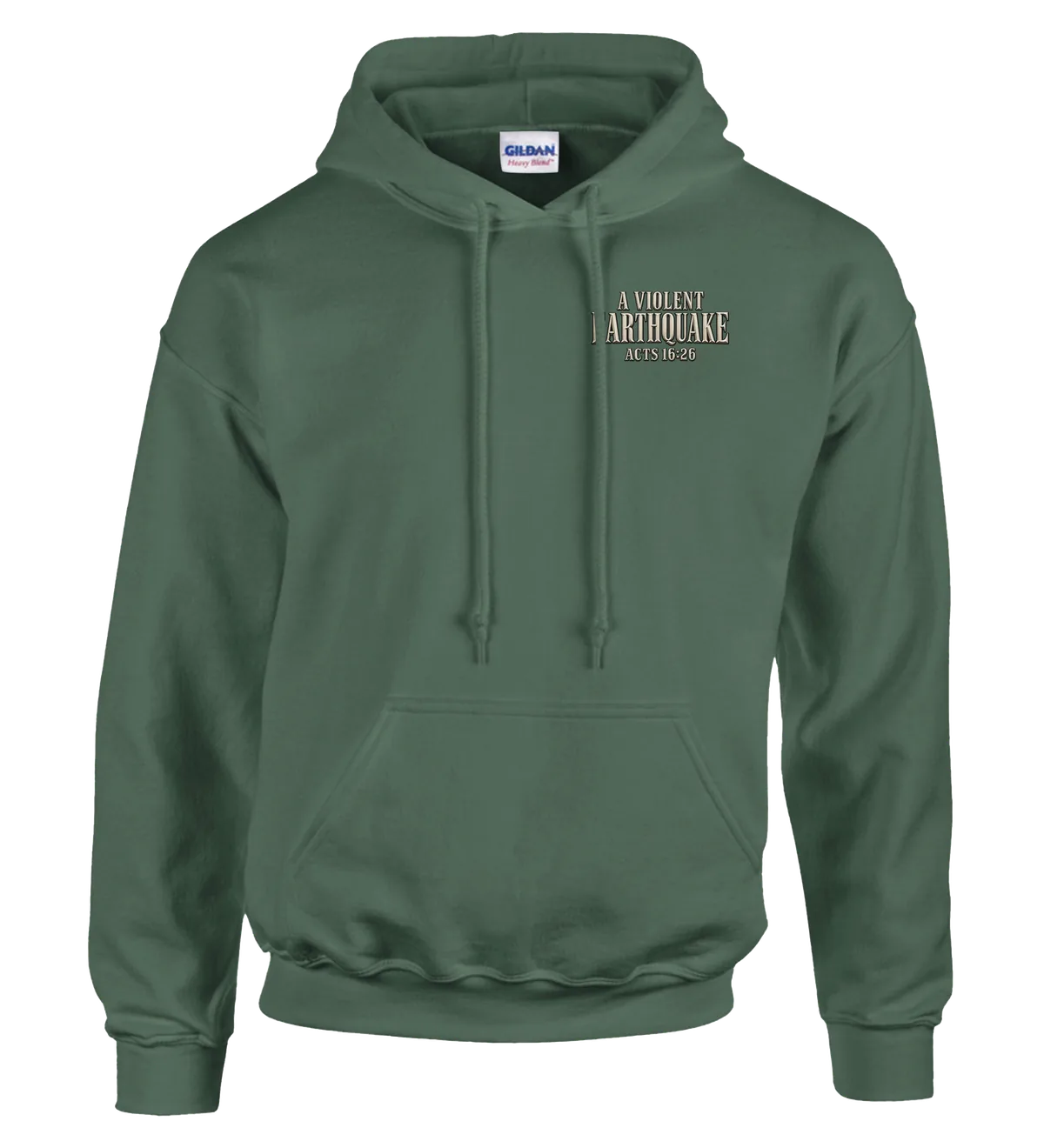A violent earthquake | Hoodie — military green front