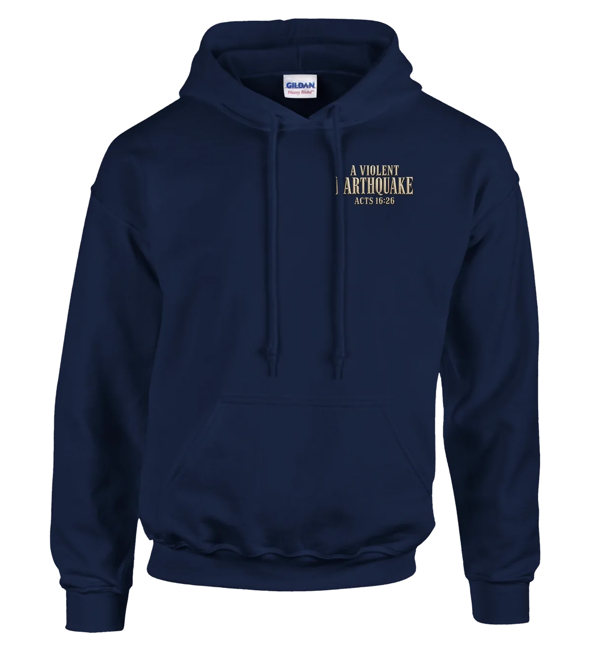 A violent earthquake | Hoodie — navy front