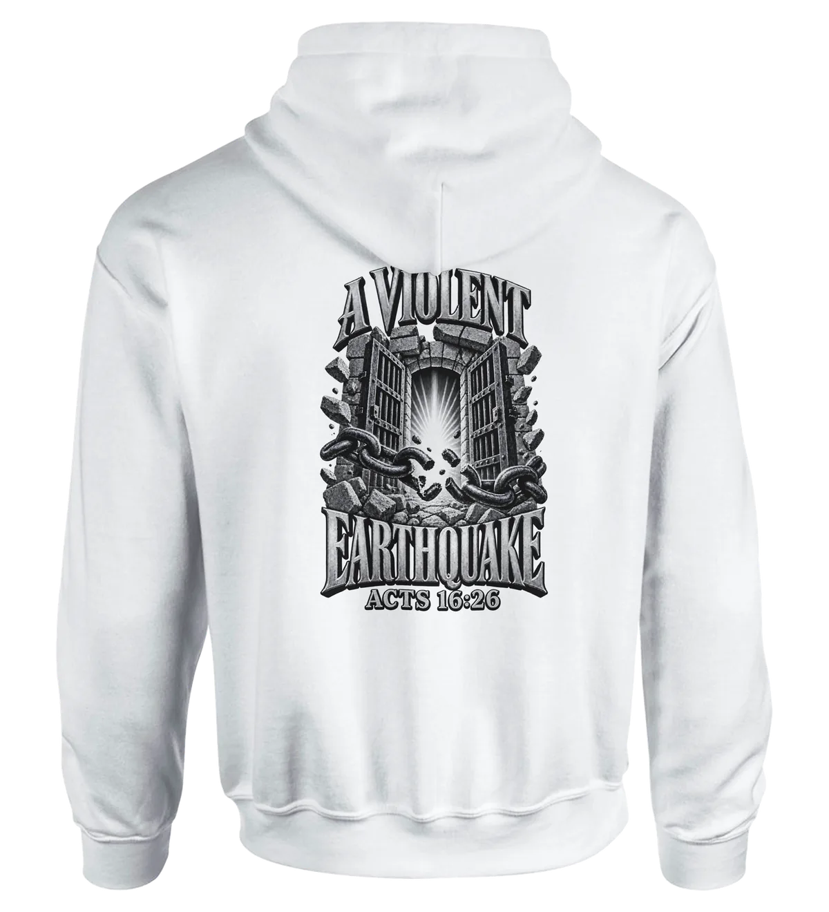 A violent earthquake | Hoodie — white back