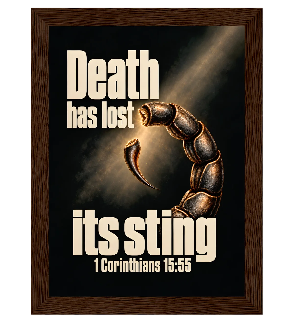 Death has lost its sting | Framed Poster — 13x18cm dark wood