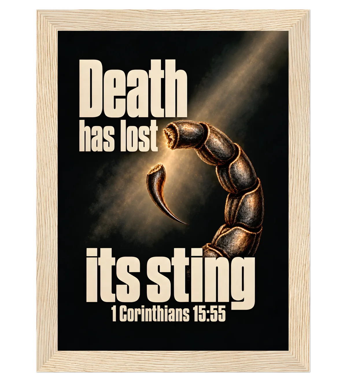 Death has lost its sting | Framed Poster — 13x18cm natural wood