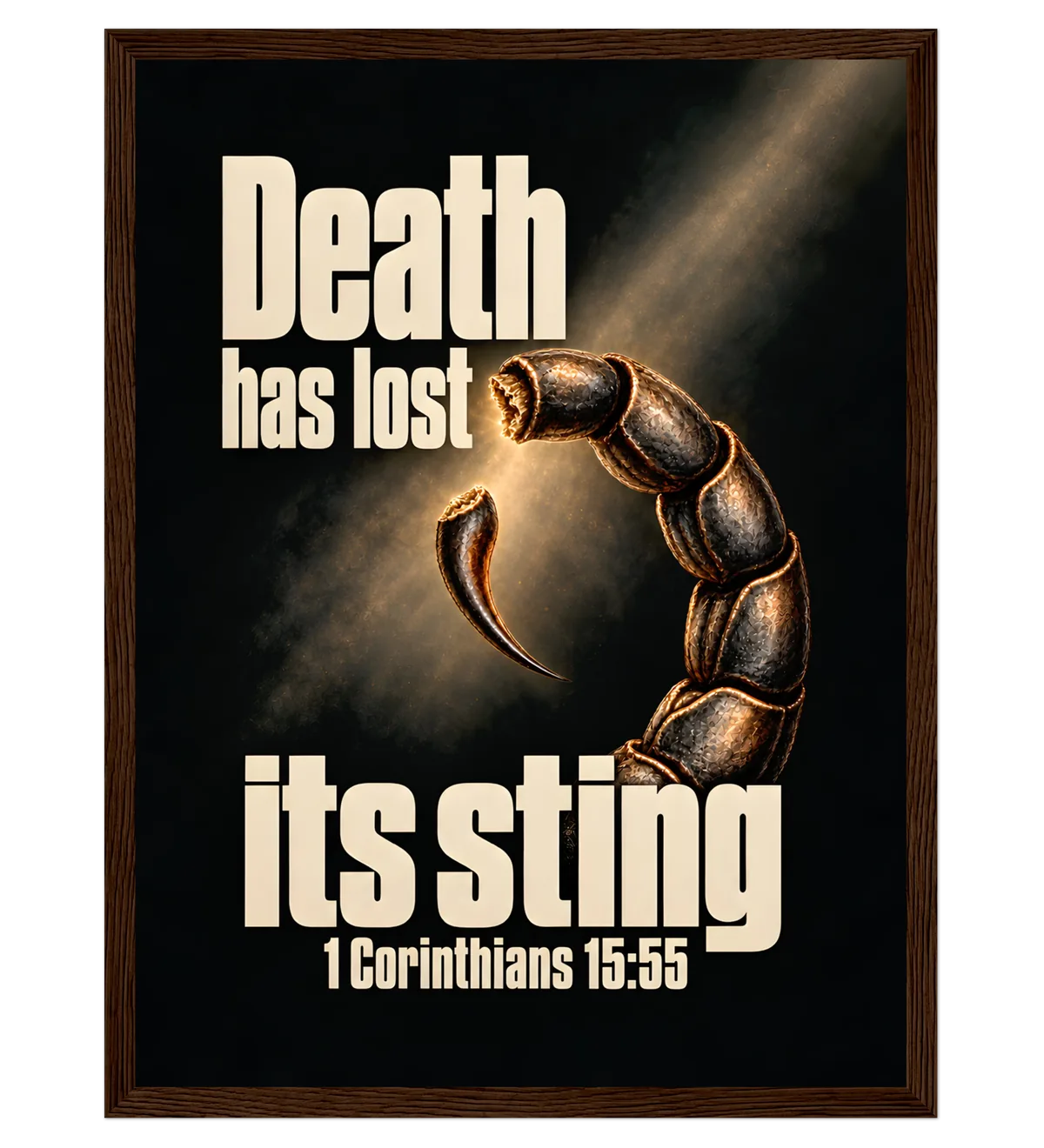 Death has lost its sting | Framed Poster — 30x40cm dark wood