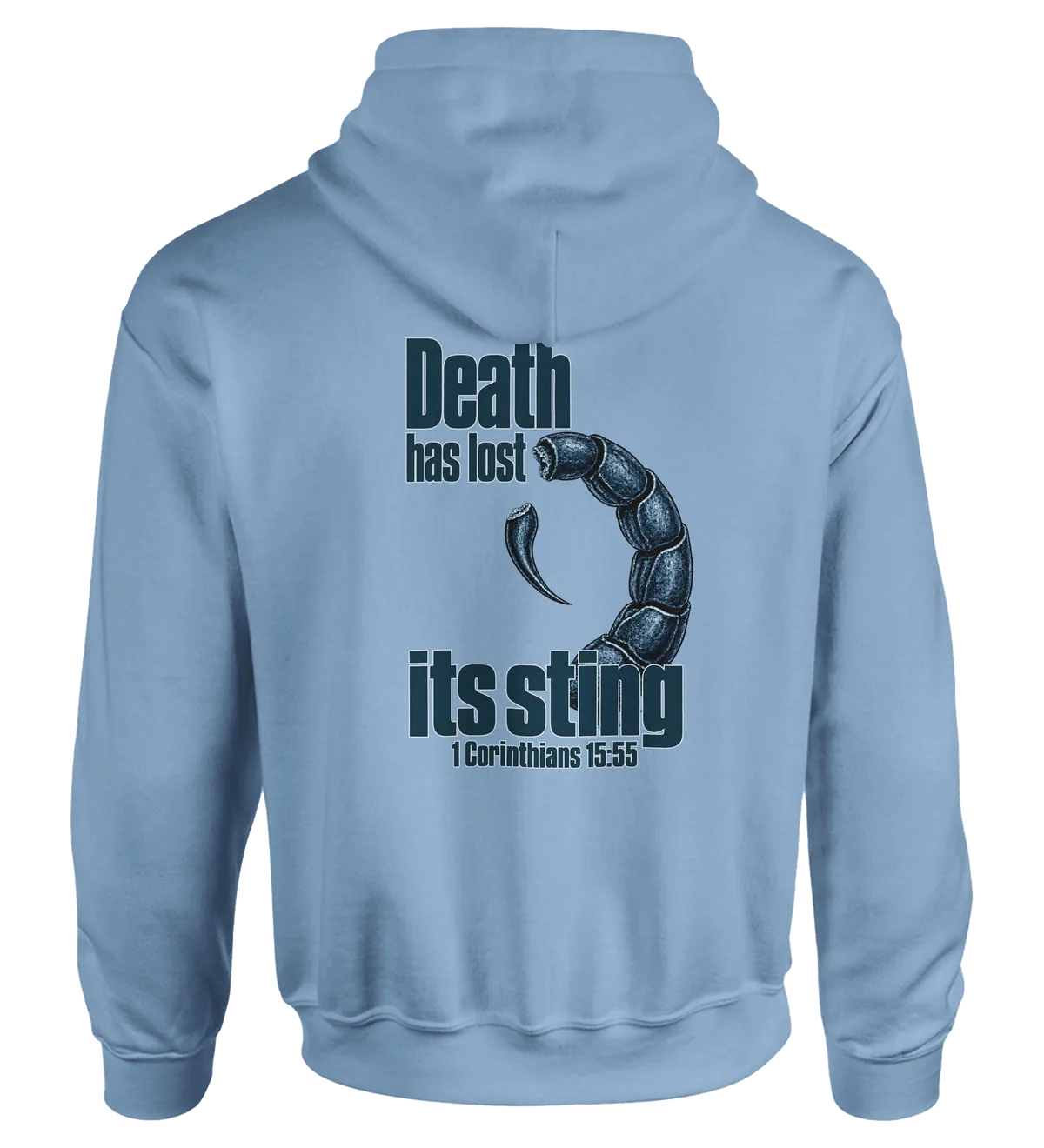 Death has Lost its Sting | Hoodie — light blue back