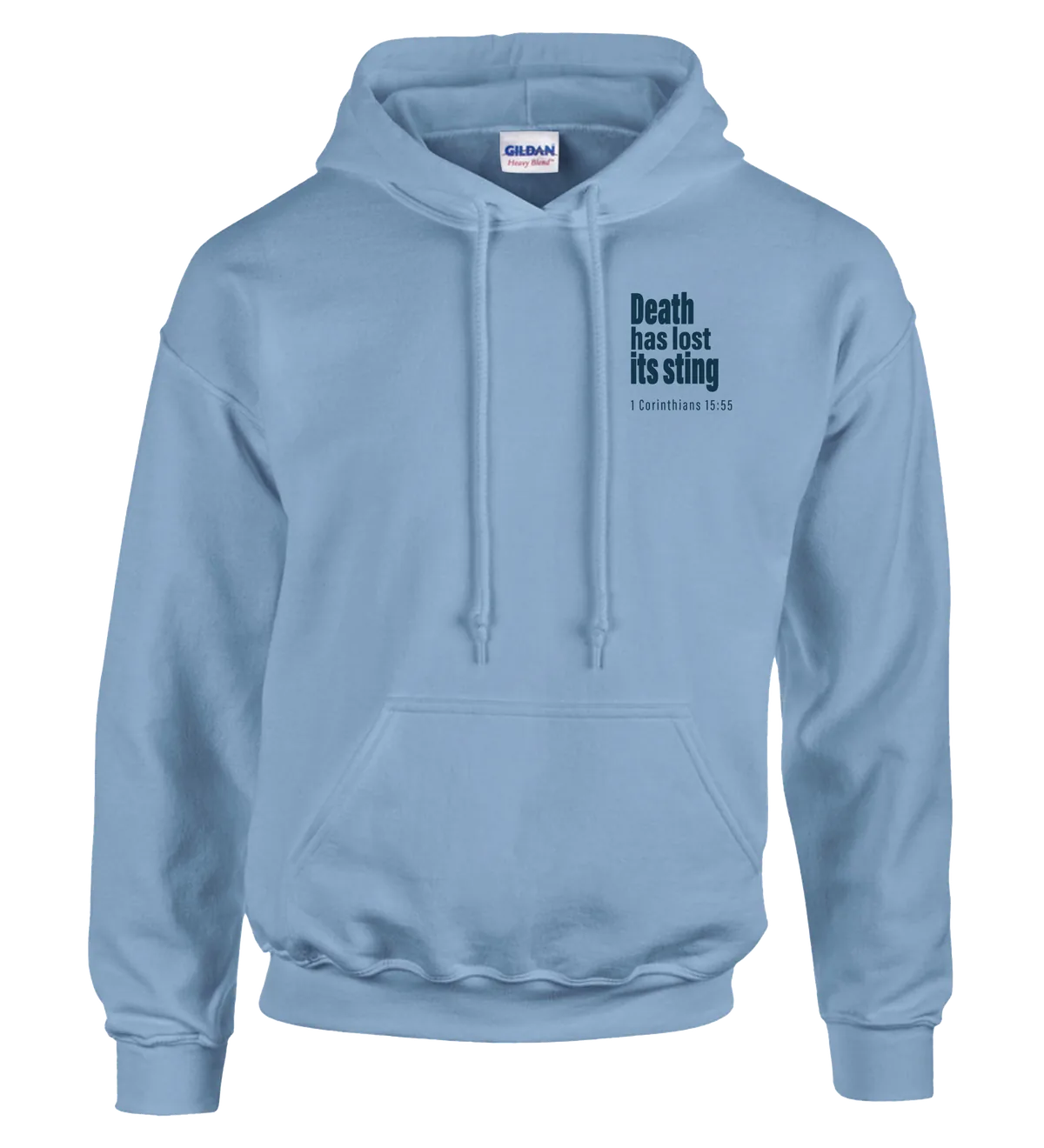Death has Lost its Sting | Hoodie — light blue front