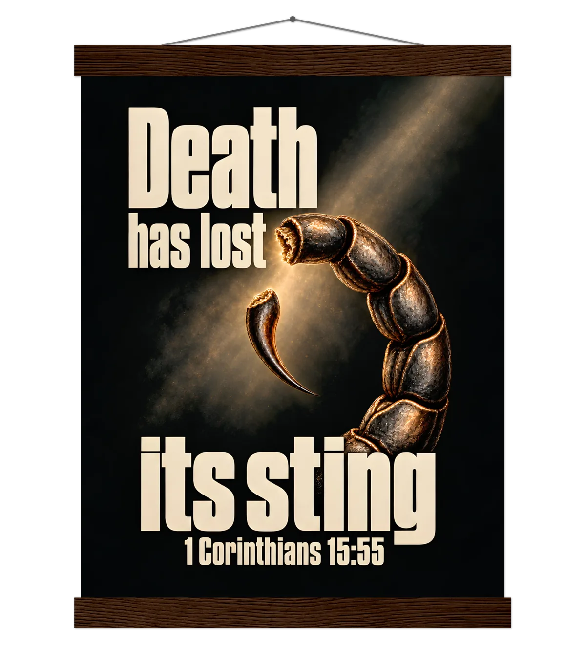 Death has lost its sting | Poster with Hanger — 30x40cm dark wood