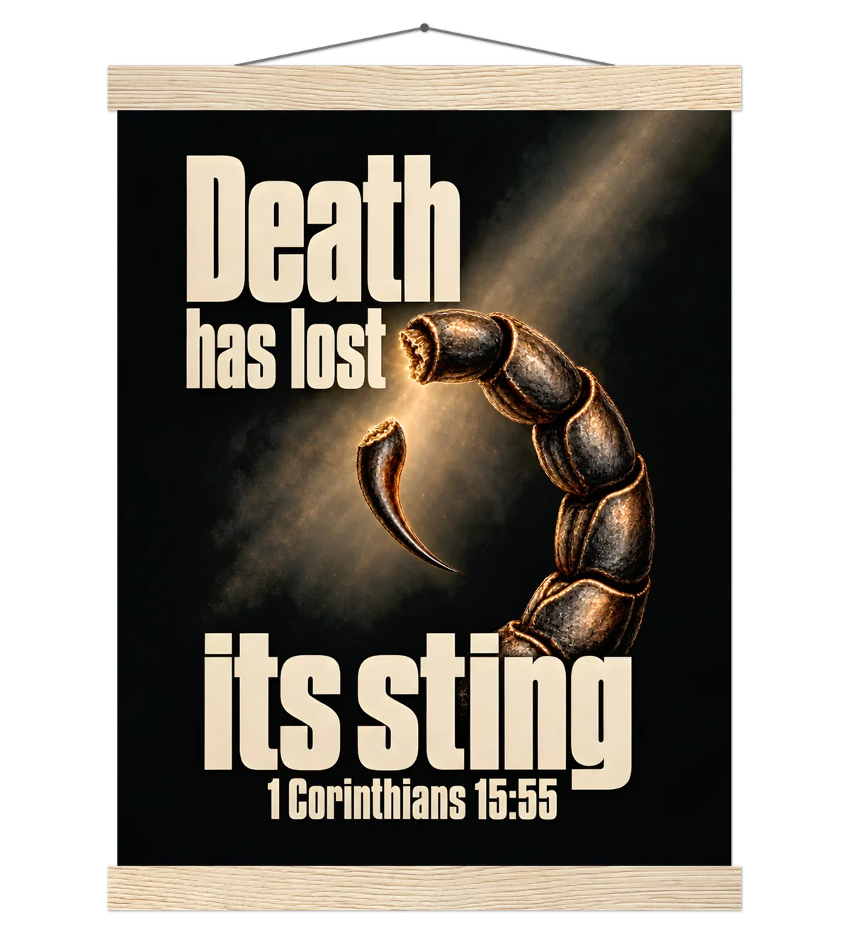 Death has lost its sting | Poster with Hanger — 30x40cm natural wood