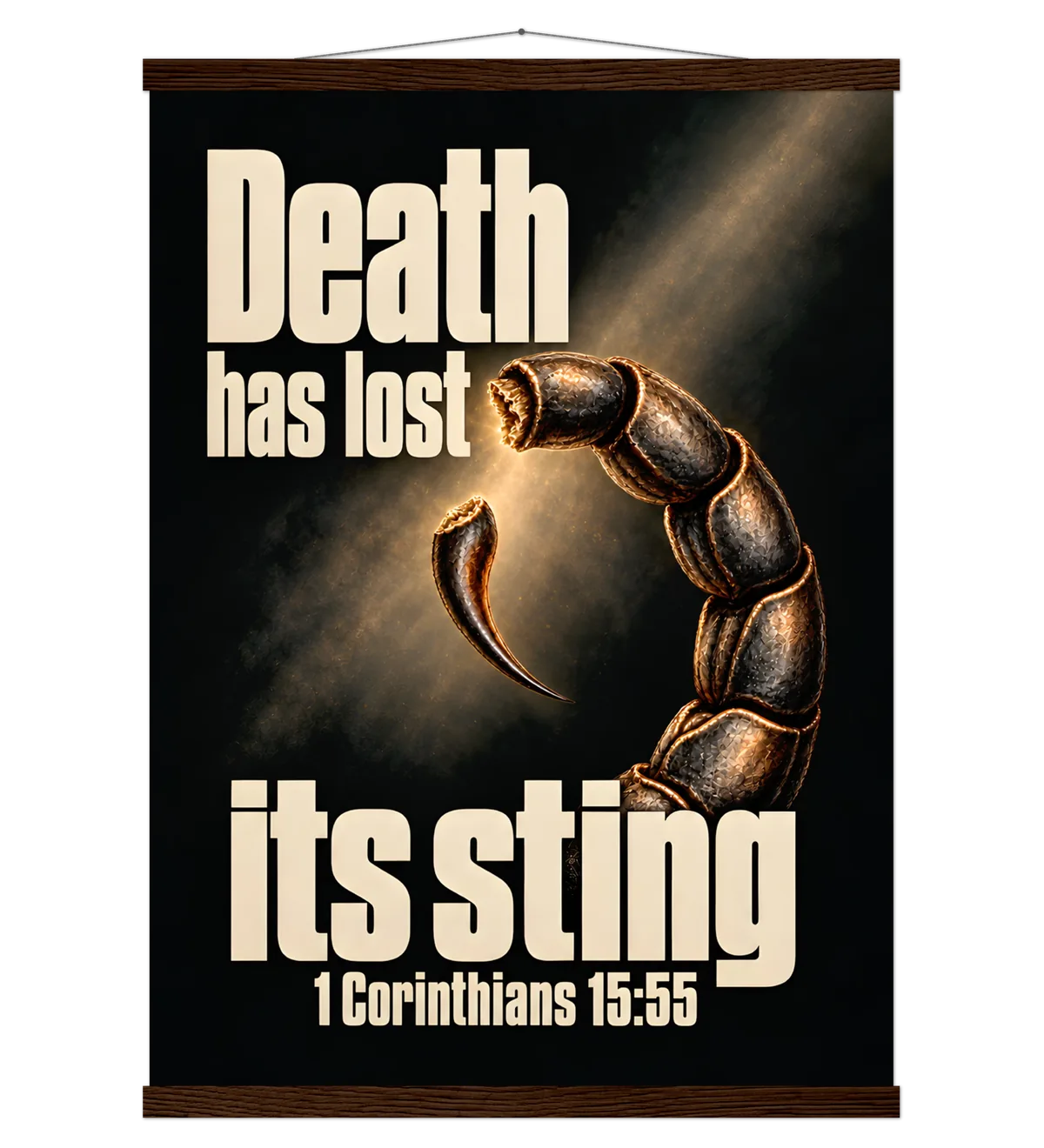 Death has lost its sting | Poster with Hanger — 50x70cm dark wood
