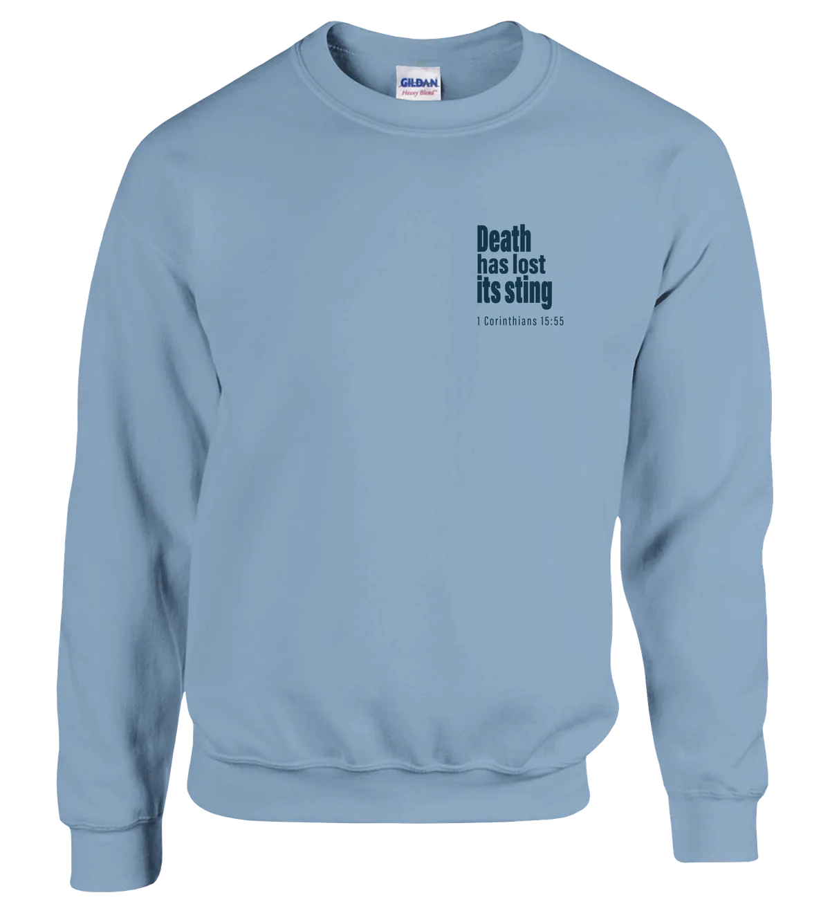 Death has Lost its Sting | Sweatshirt — light blue front
