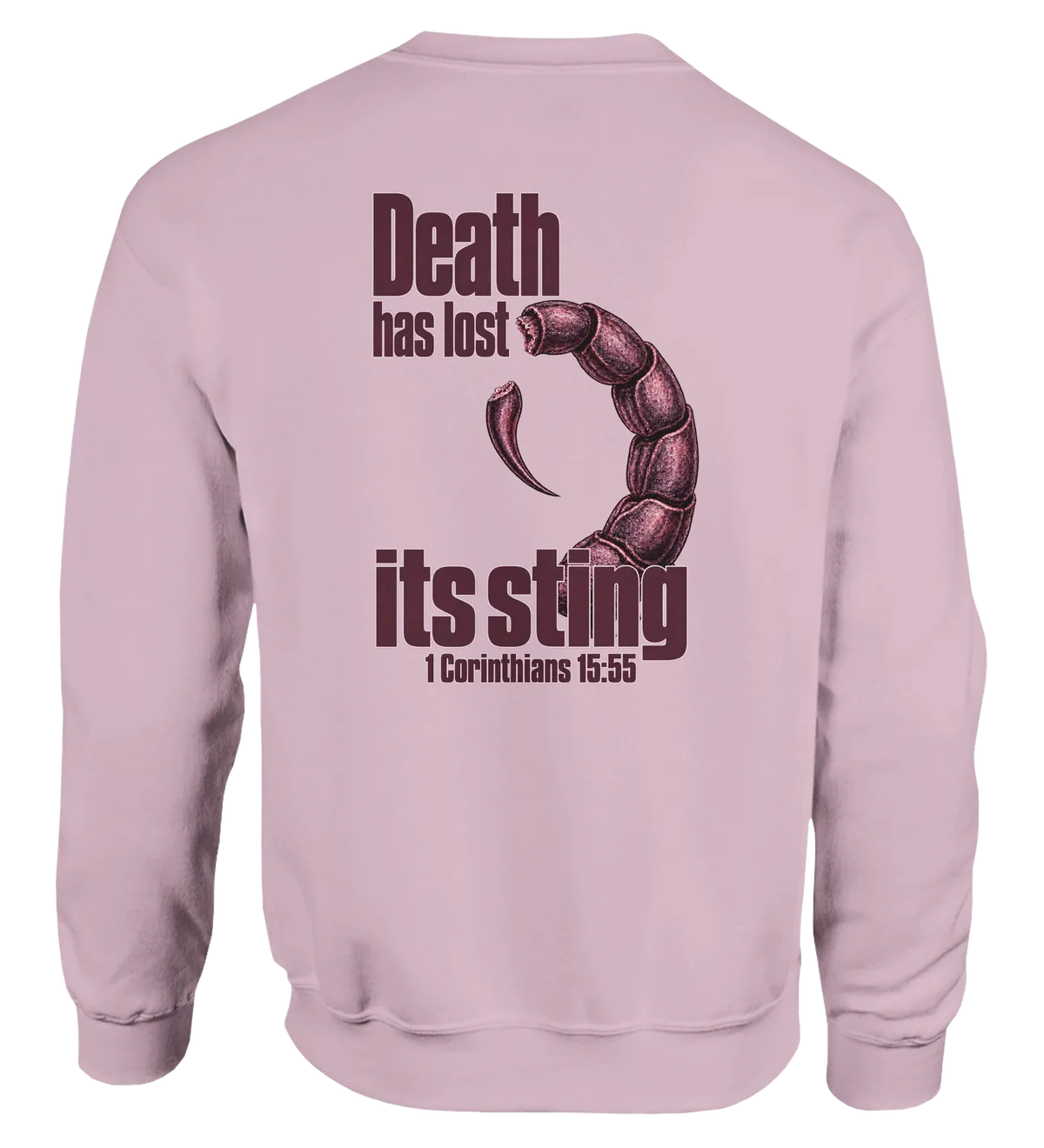Death has Lost its Sting | Sweatshirt — light pink back