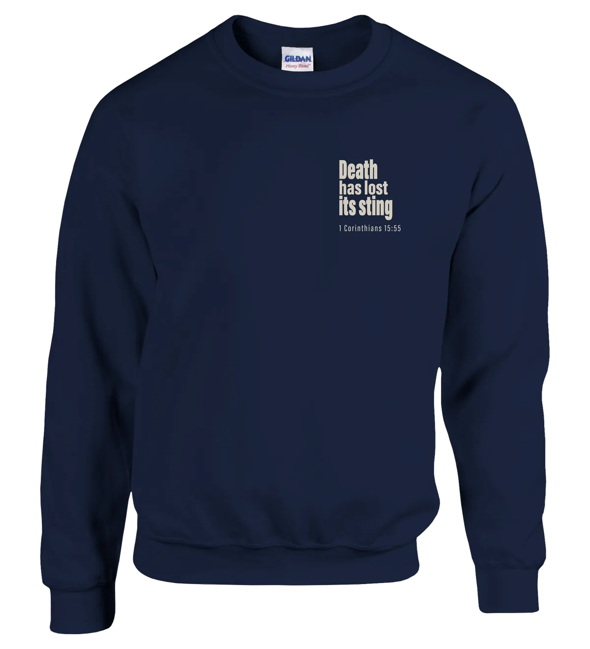 Death has Lost its Sting | Sweatshirt — navy front