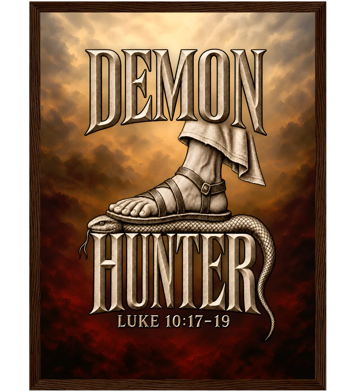 Demon Hunter – Framed poster – 30×40 cm – dark wood