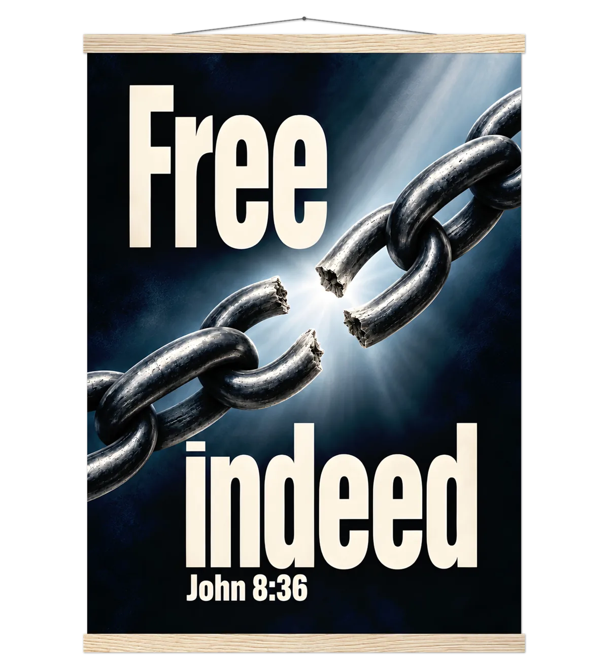 Free Indeed | Poster with hanger — 50x70cm natural wood