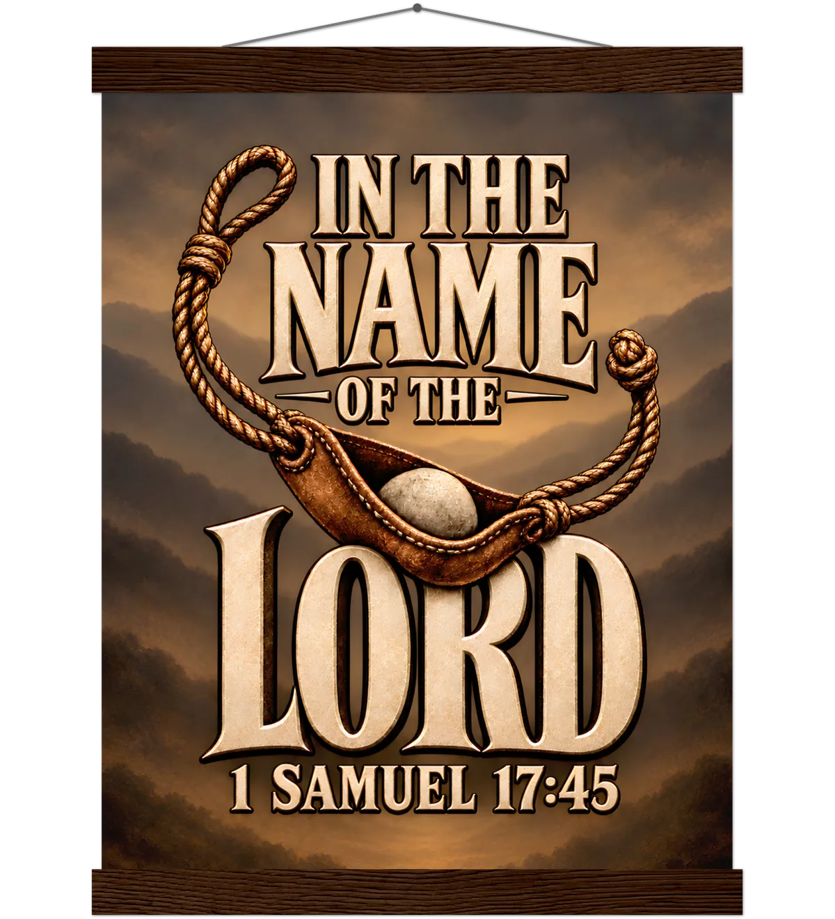 In the name of the LORD – Poster with hanger – 30×40 cm – dark wood