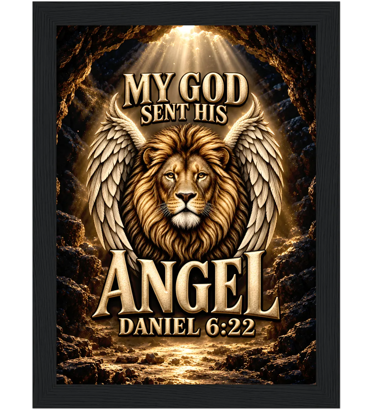 My God sent his angel – Framed poster – 13×18 cm – black