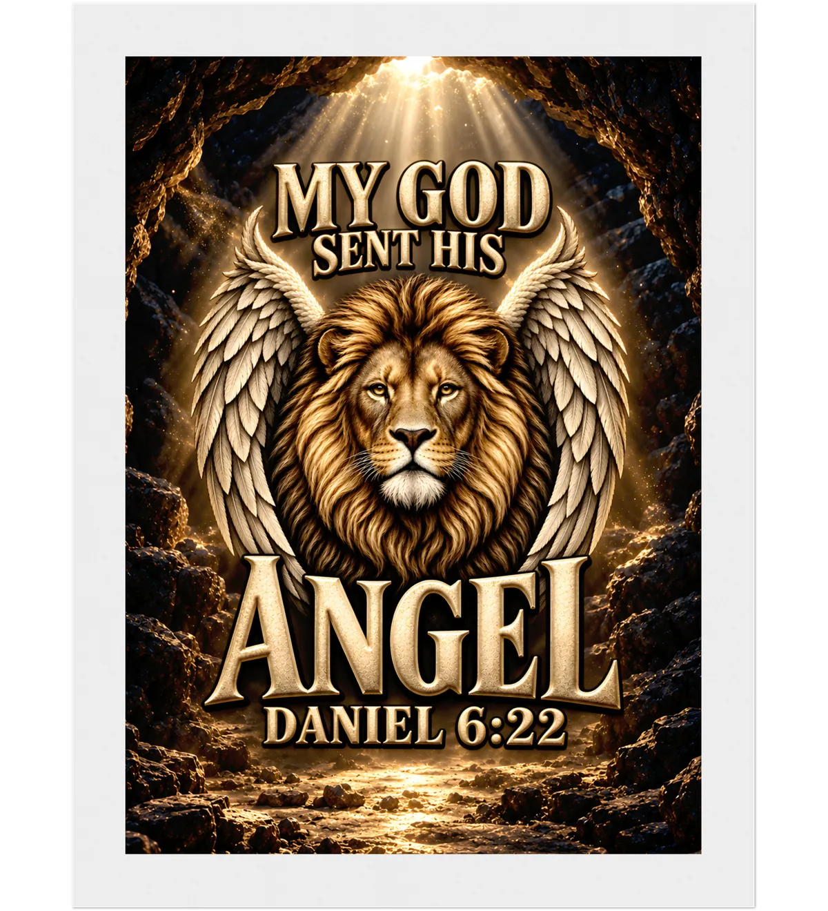 My God sent his angel – Framed poster – 13×18 cm – white