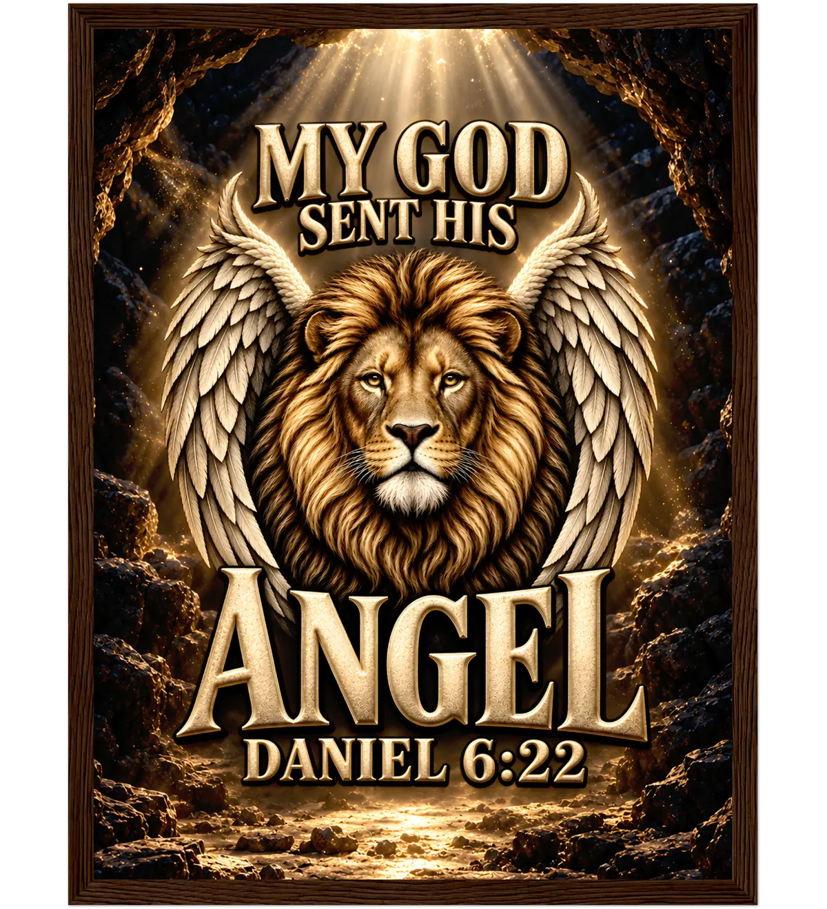My God sent his angel – Framed poster – 30×40 cm – dark wood