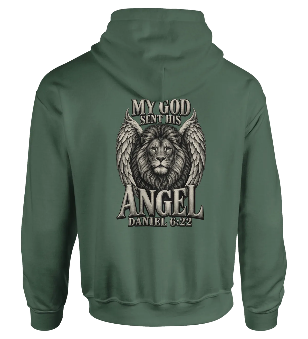 My God sent his angel | Hoodie — military green back
