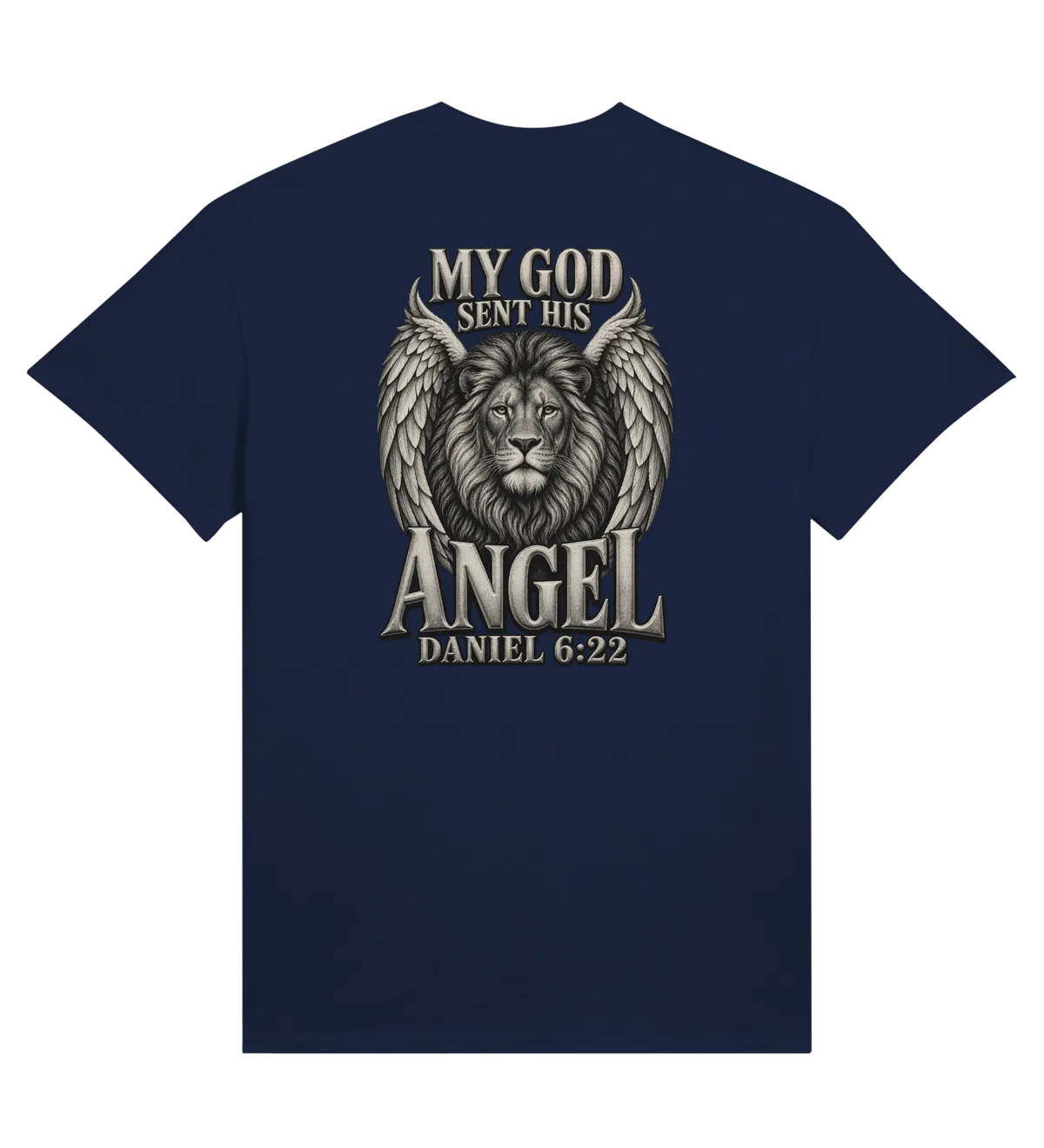My God sent his angel | T-shirt — navy back