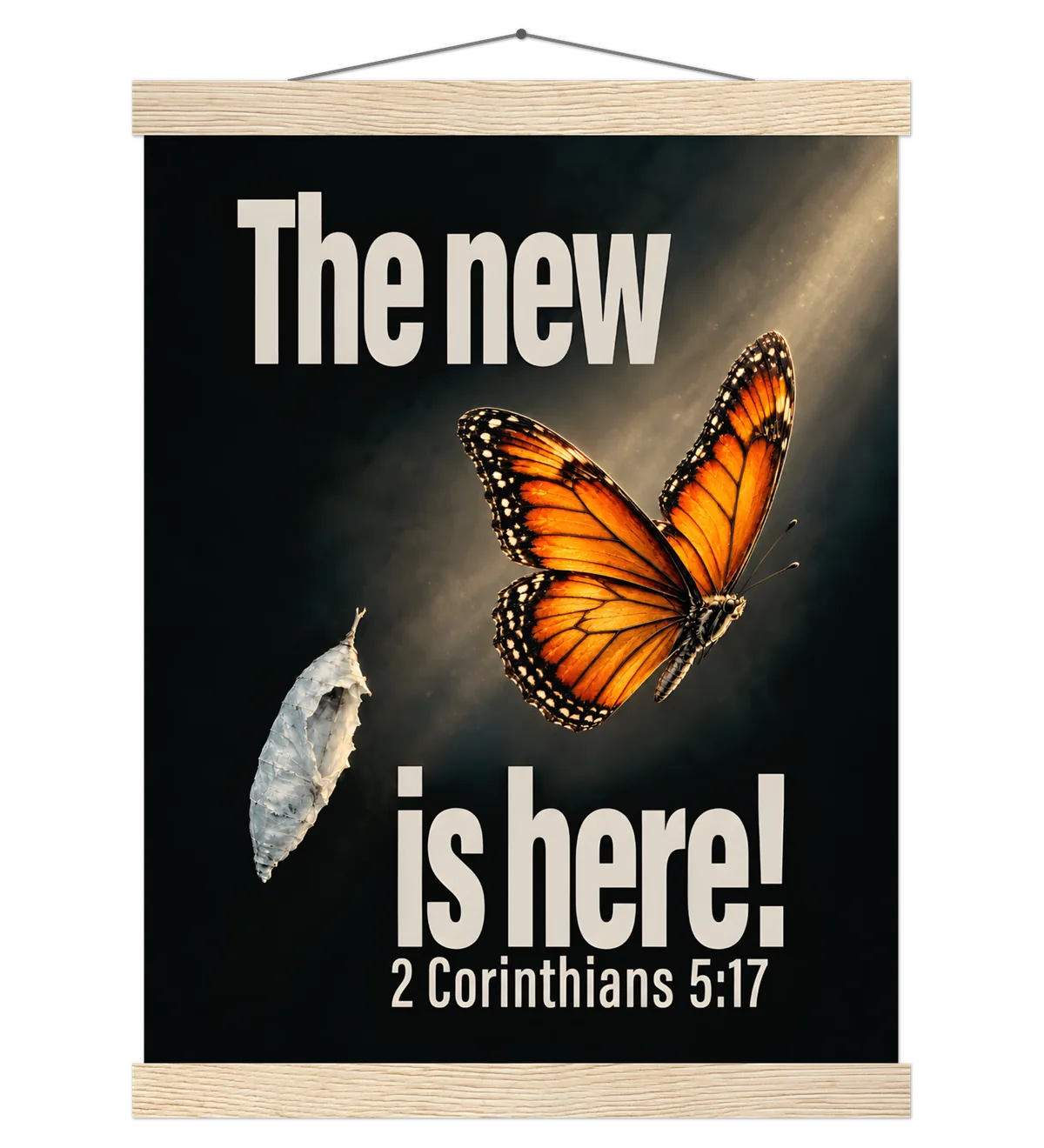 The New Is Here | Poster with Hanger — 30x40cm natural wood