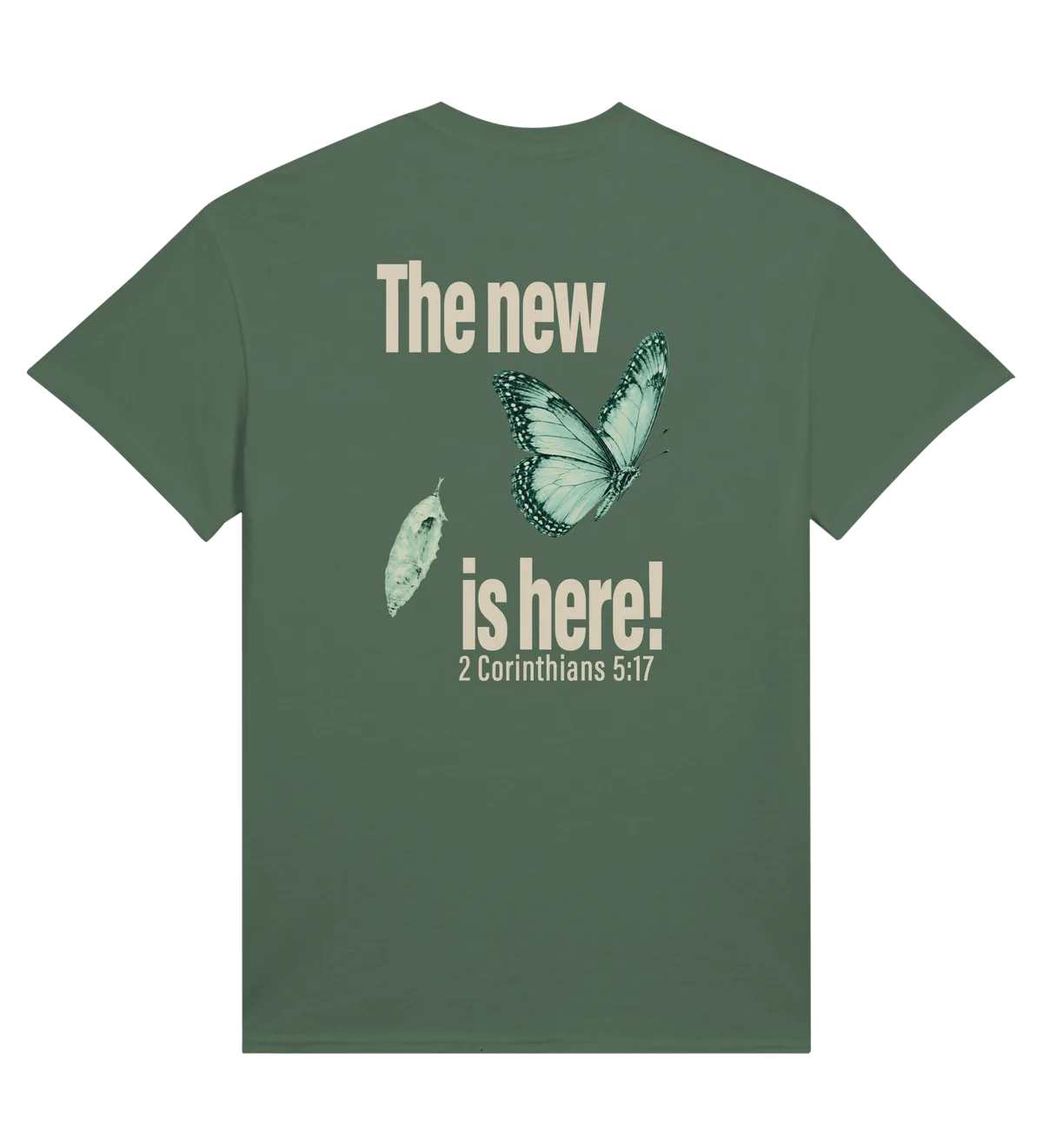 The New is Here | T-shirt — military green back