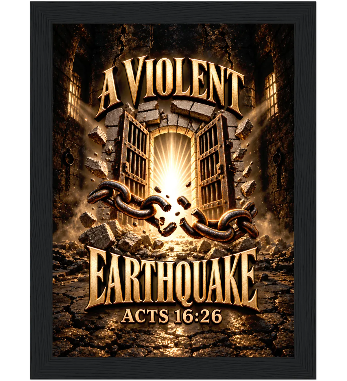 A violent earthquake – Framed poster – 13×18 cm – black