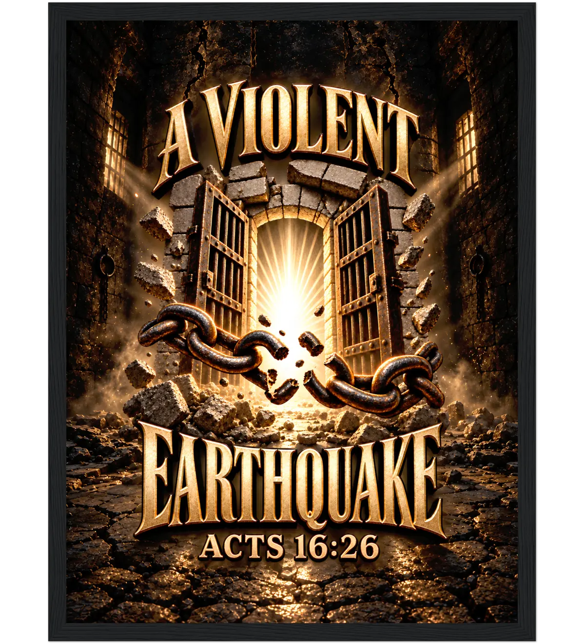 A violent earthquake – Framed poster – 30×40 cm – black