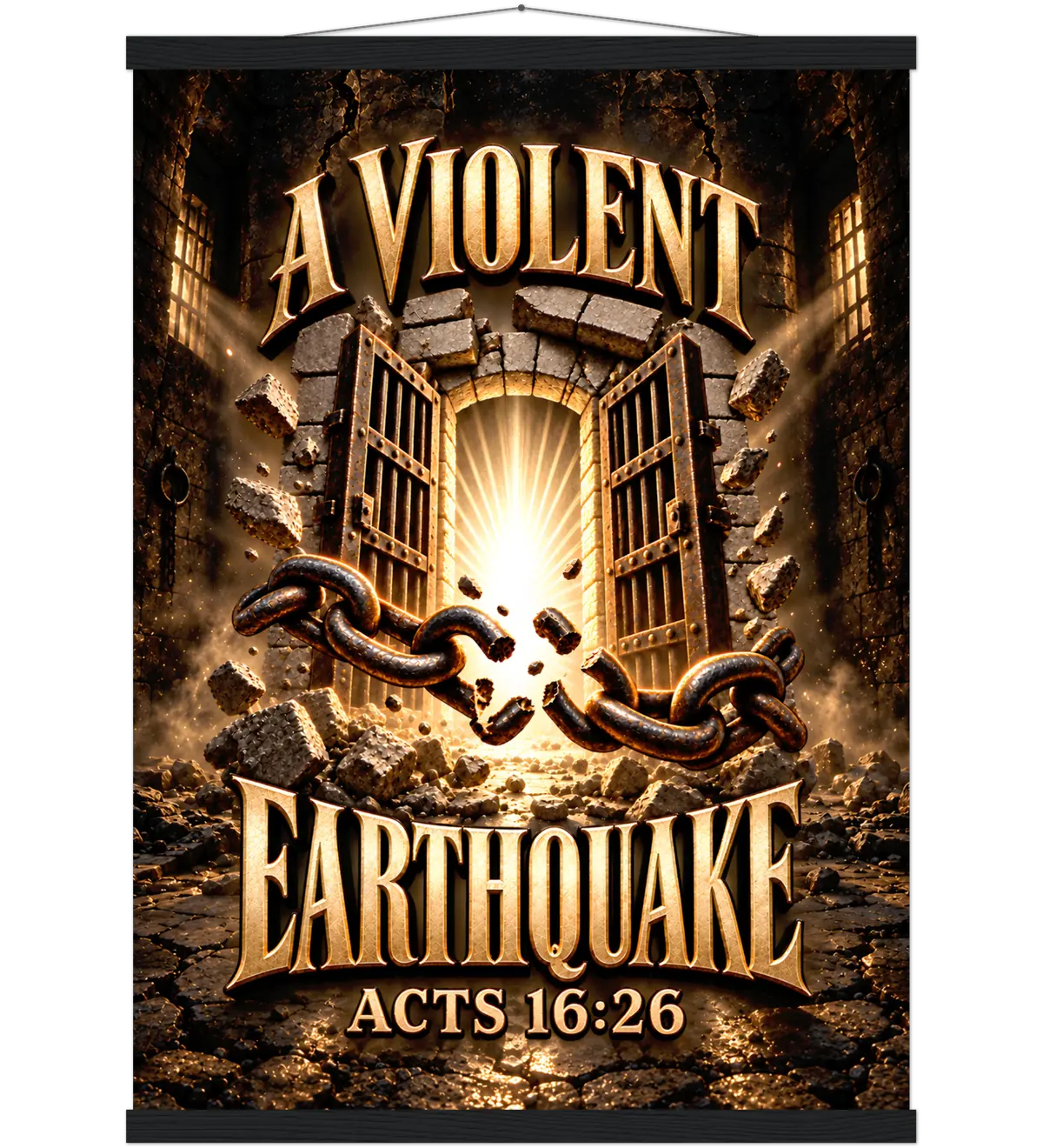 A violent earthquake – Poster with hanger – 50×70 cm – black