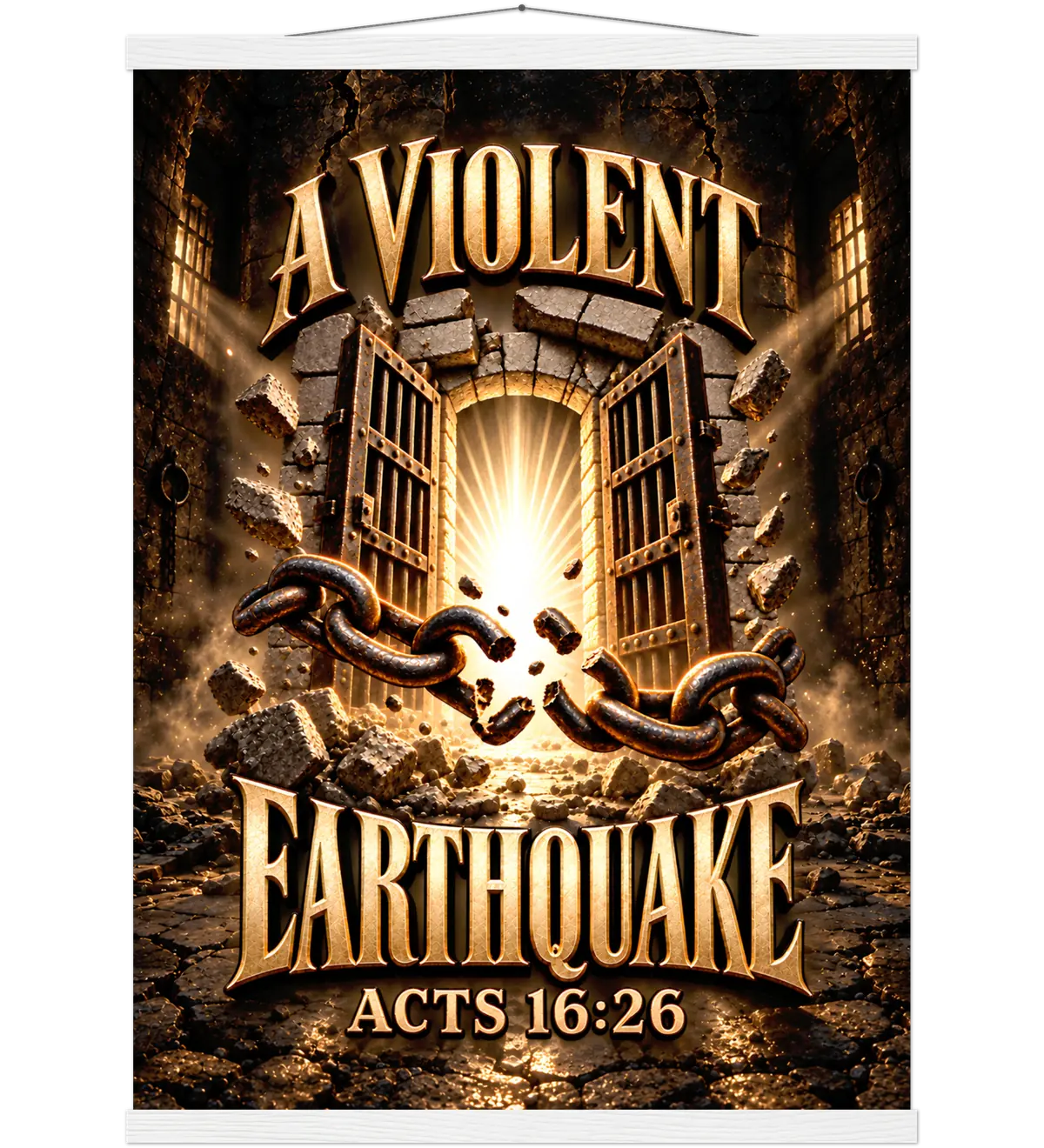 A violent earthquake – Poster with hanger – 50×70 cm – white
