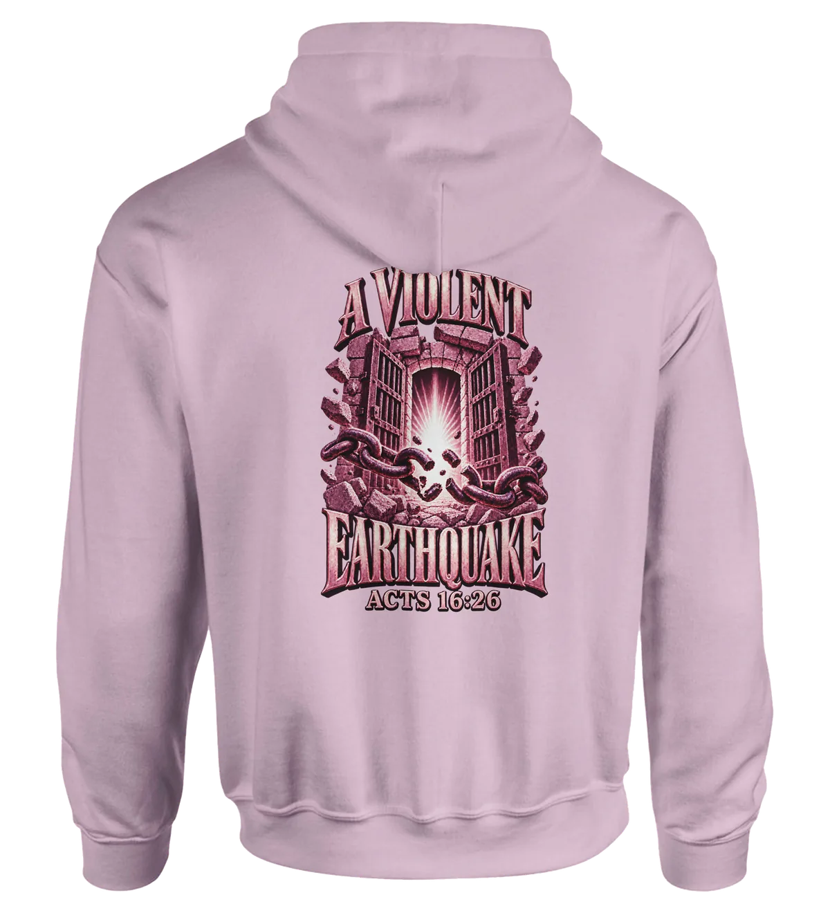 A violent earthquake | Hoodie — light pink back