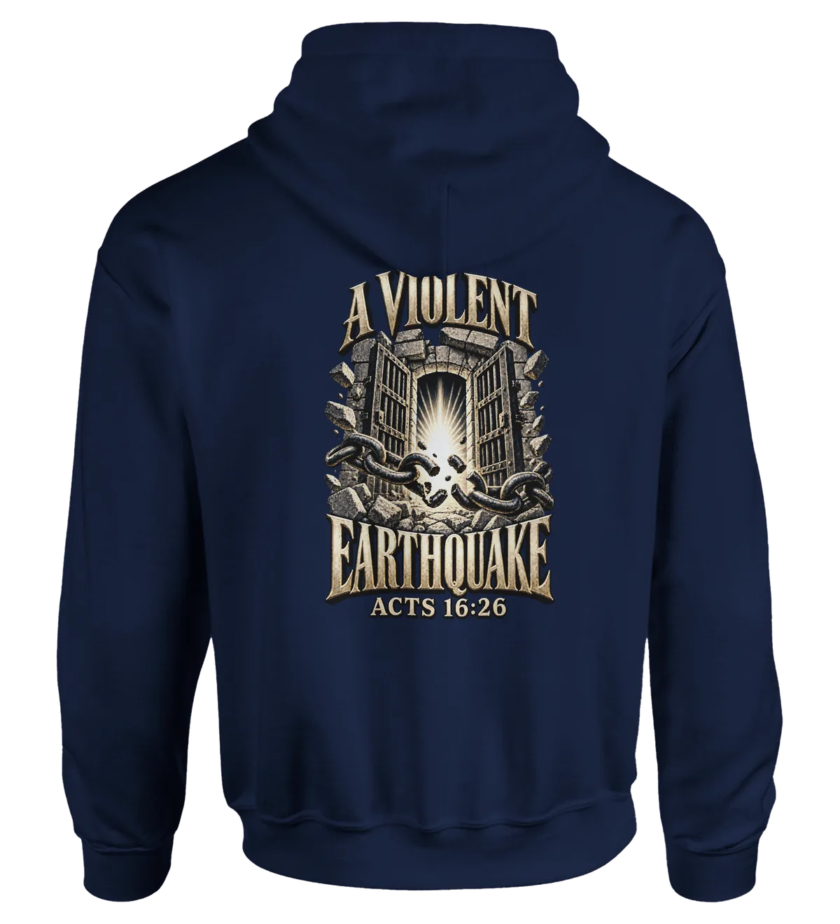 A violent earthquake | Hoodie — navy back
