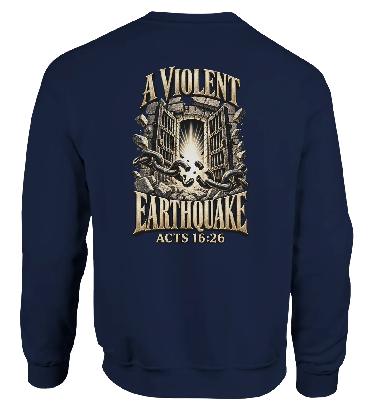 A violent earthquake | Sweatshirt — navy back