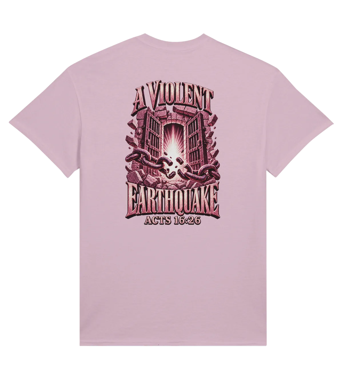 A violent earthquake | T-shirt — light pink back