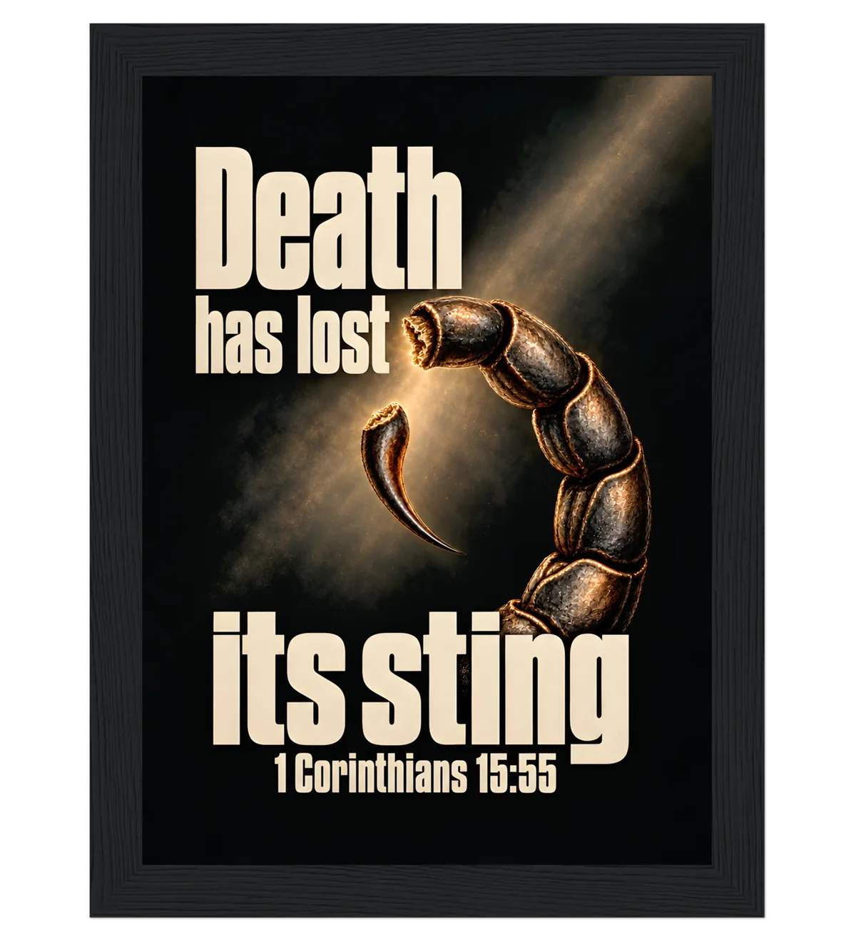 Death has lost its sting | Framed Poster — 13x18cm black