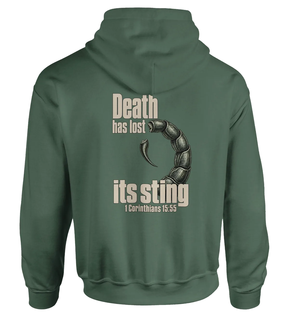 Death has Lost its Sting | Hoodie — military green back
