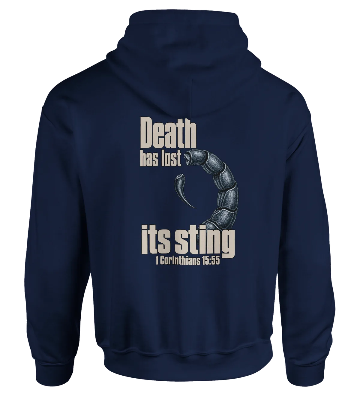 Death has Lost its Sting | Hoodie — navy back
