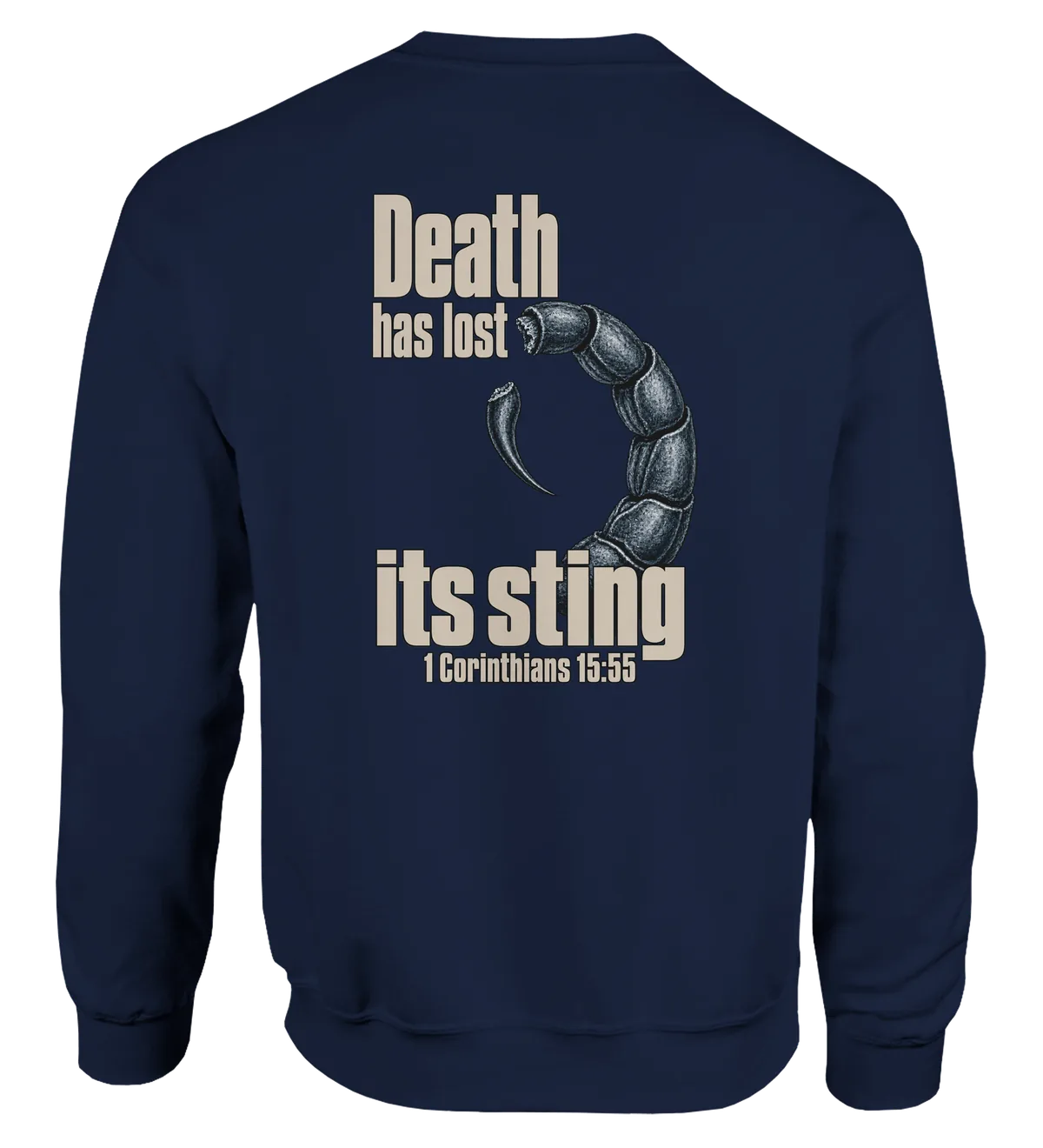Death has Lost its Sting | Sweatshirt — navy back