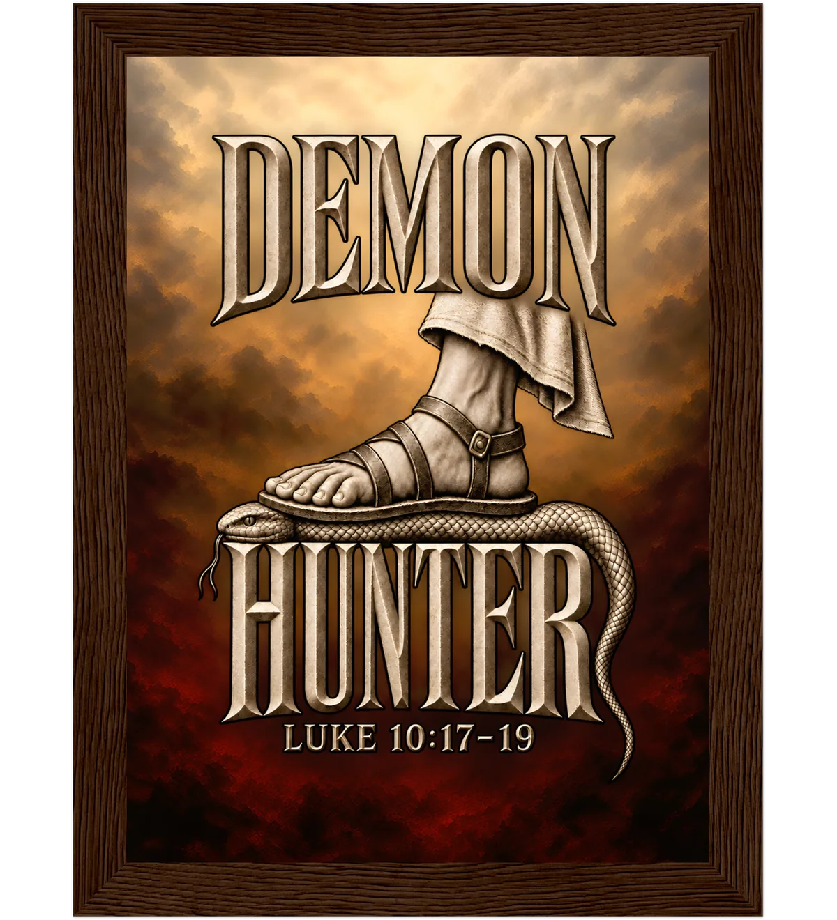 Demon Hunter – Framed poster – 13×18 cm – dark wood