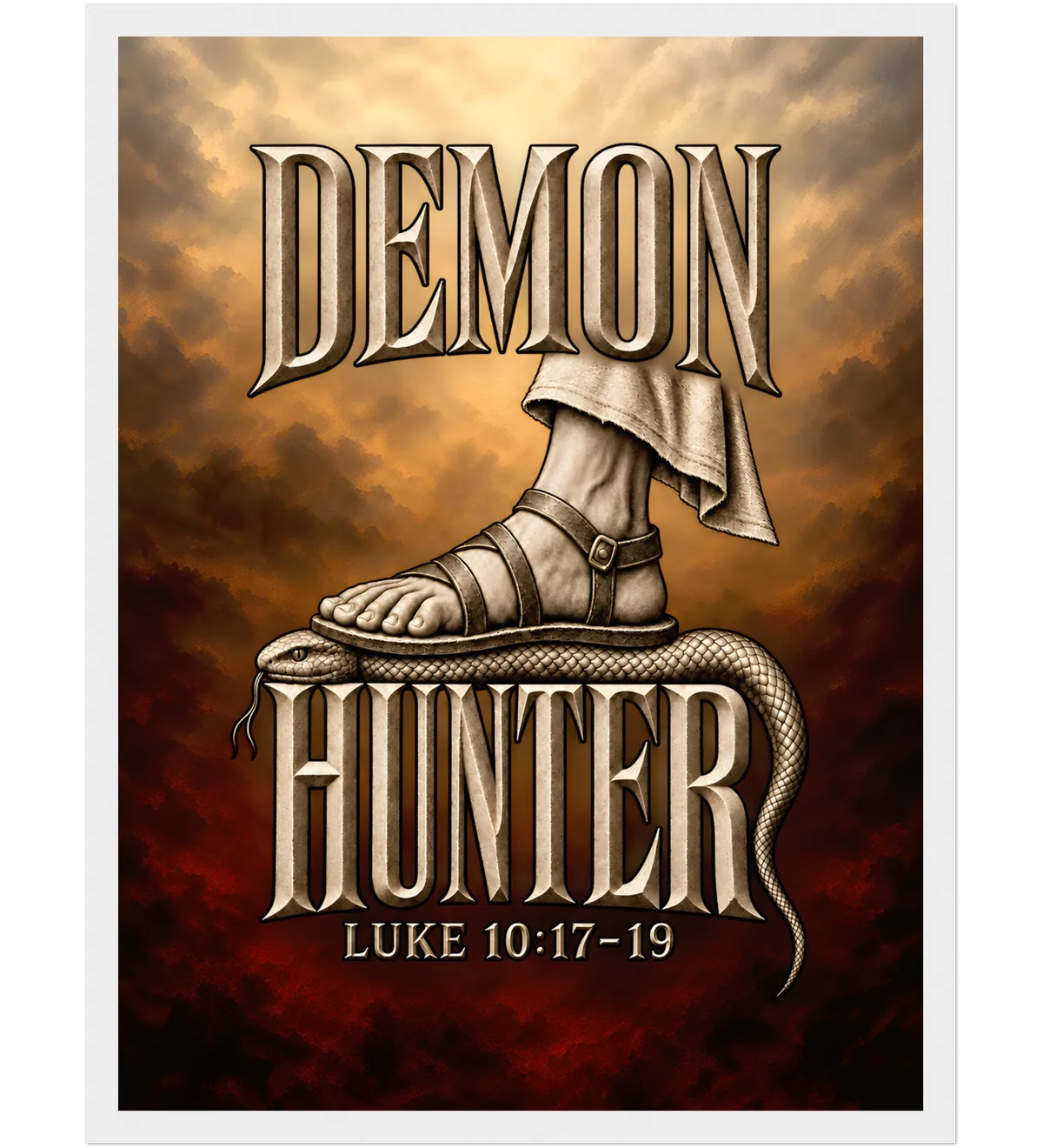 Demon Hunter – Framed poster – 30×40 cm – white