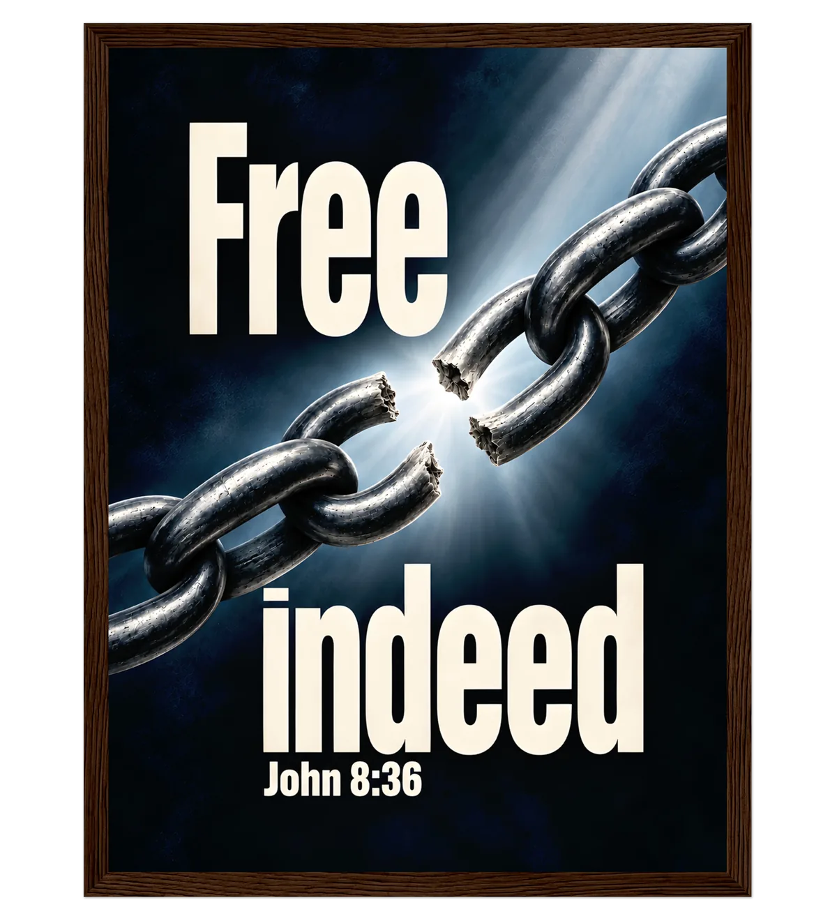 Free Indeed | Framed poster — 30x40cm dark wood