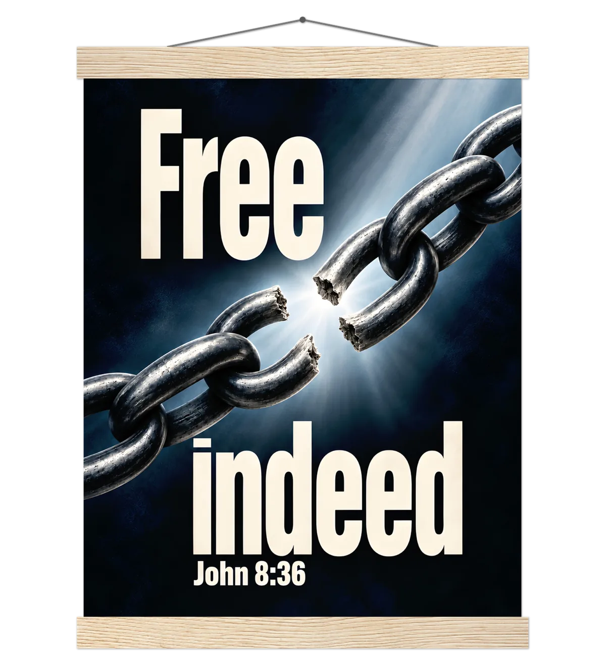 Free Indeed | Poster with hanger — 30x40cm natural wood