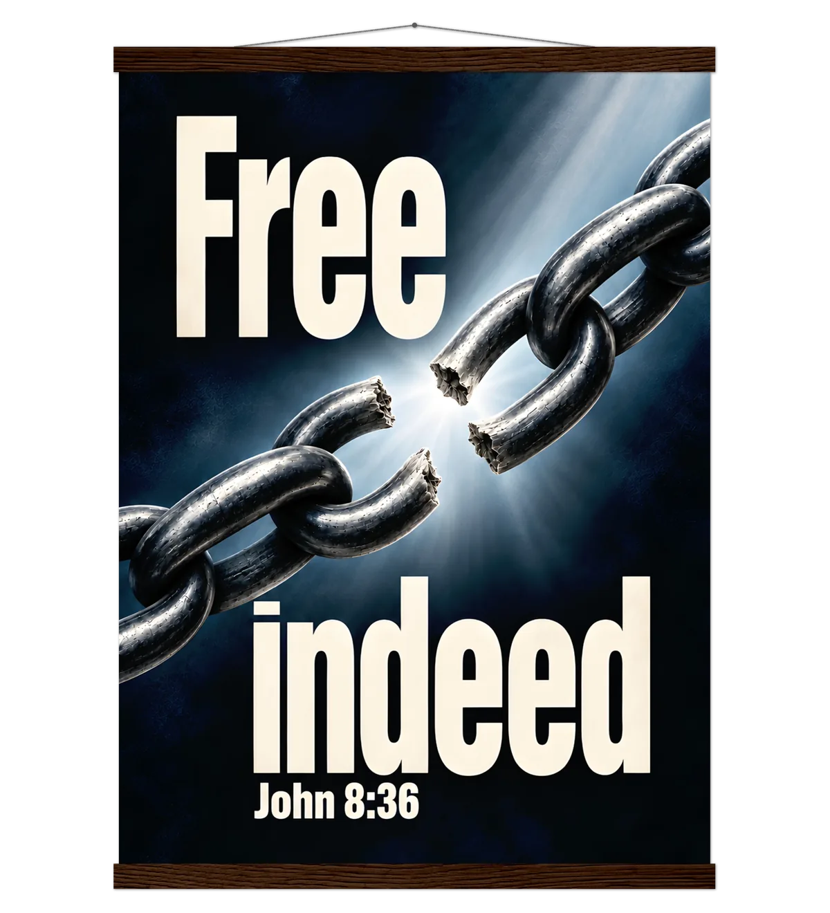Free Indeed | Poster with hanger — 50x70cm dark wood