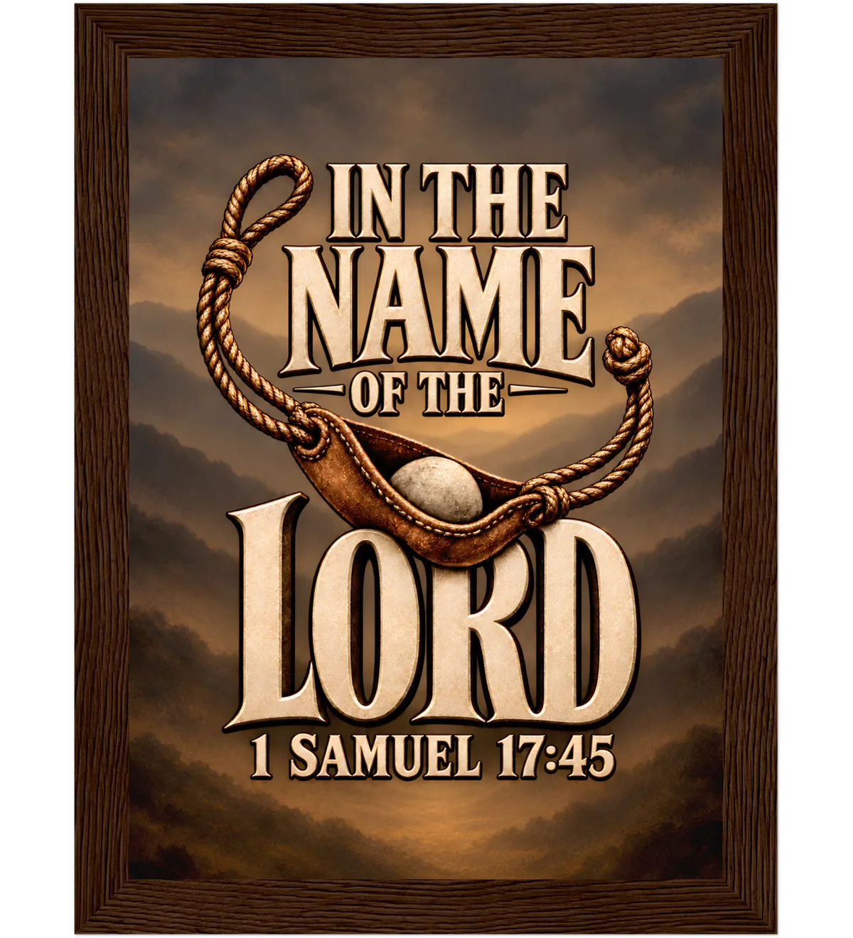 In the name of the LORD – Framed poster – 13×18 cm – dark wood