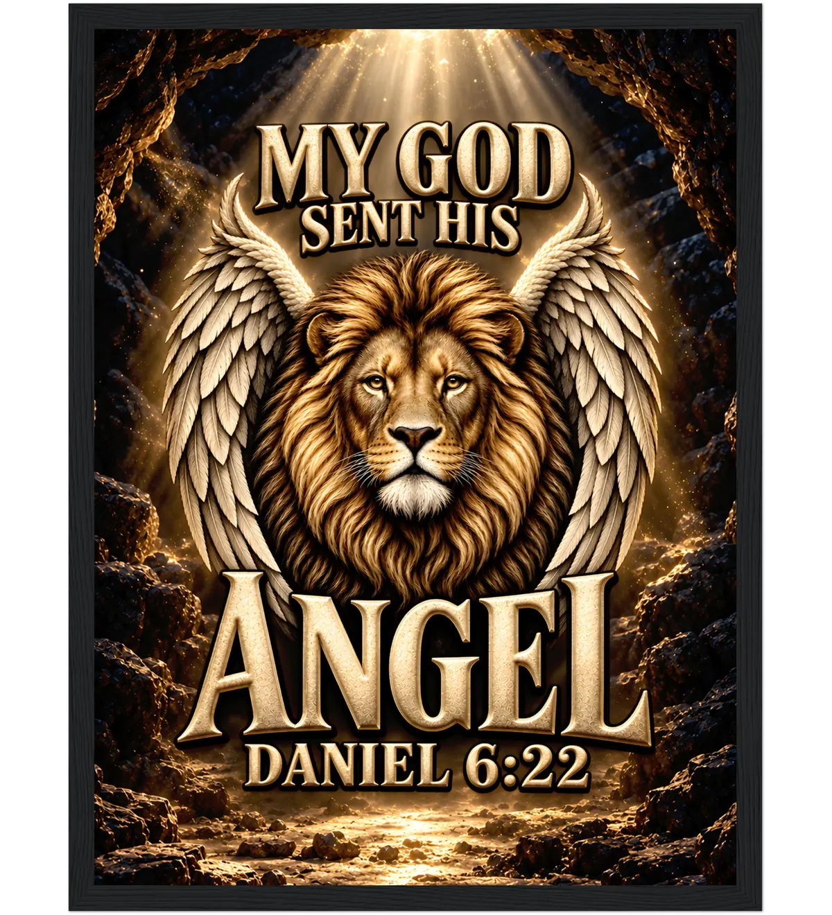 My God sent his angel – Framed poster – 30×40 cm – black