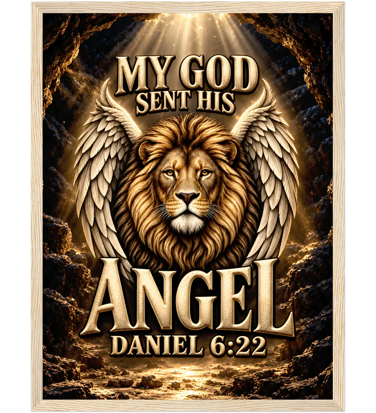 My God sent his angel – Framed poster – 30×40 cm – natural wood