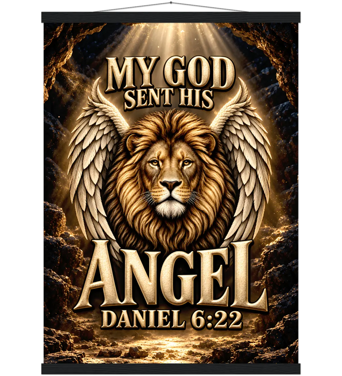 My God sent his angel – Poster with hanger – 50×70 cm – black